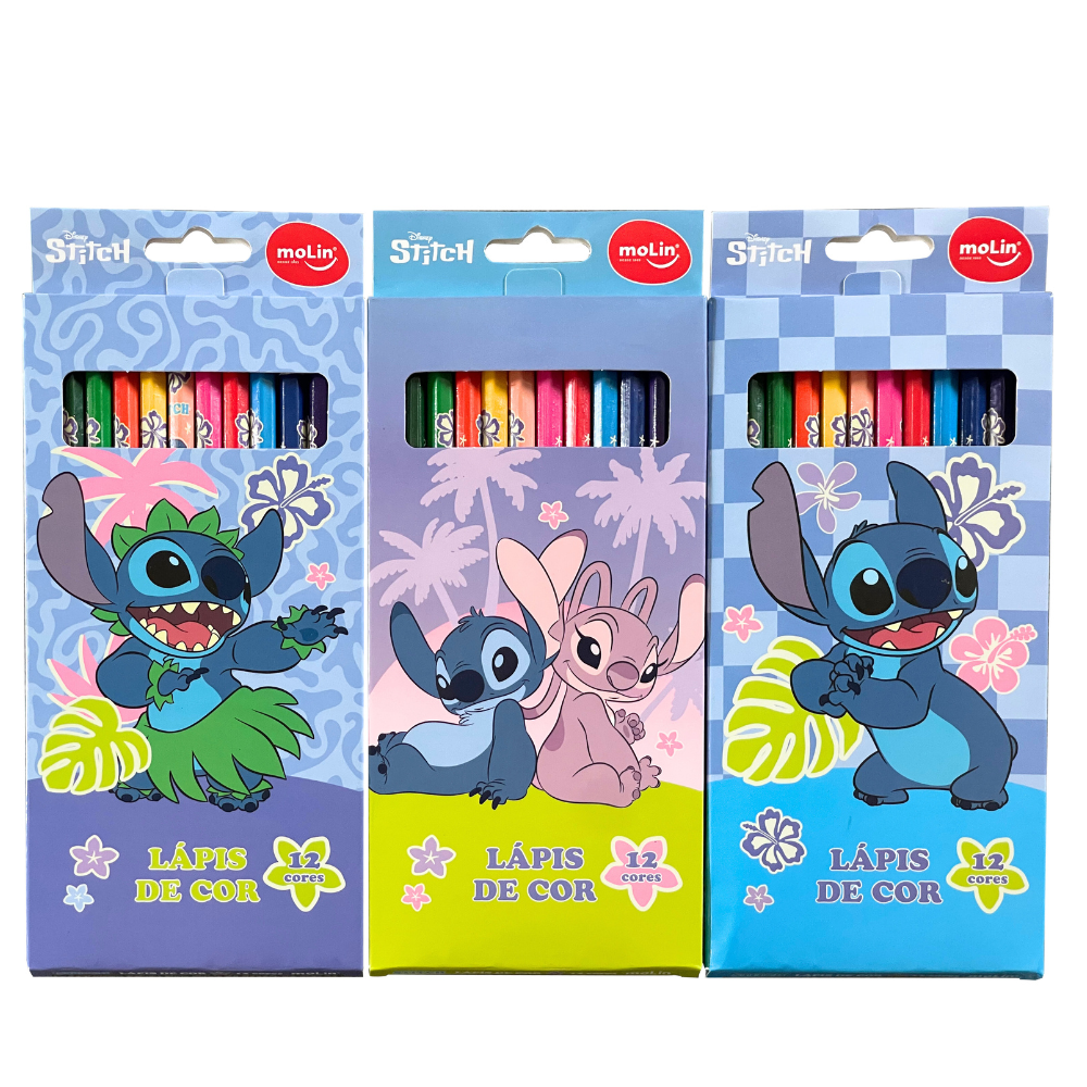Lápis de Cor Stitch com 12 Cores - Molin - Os melhores produtos de ...