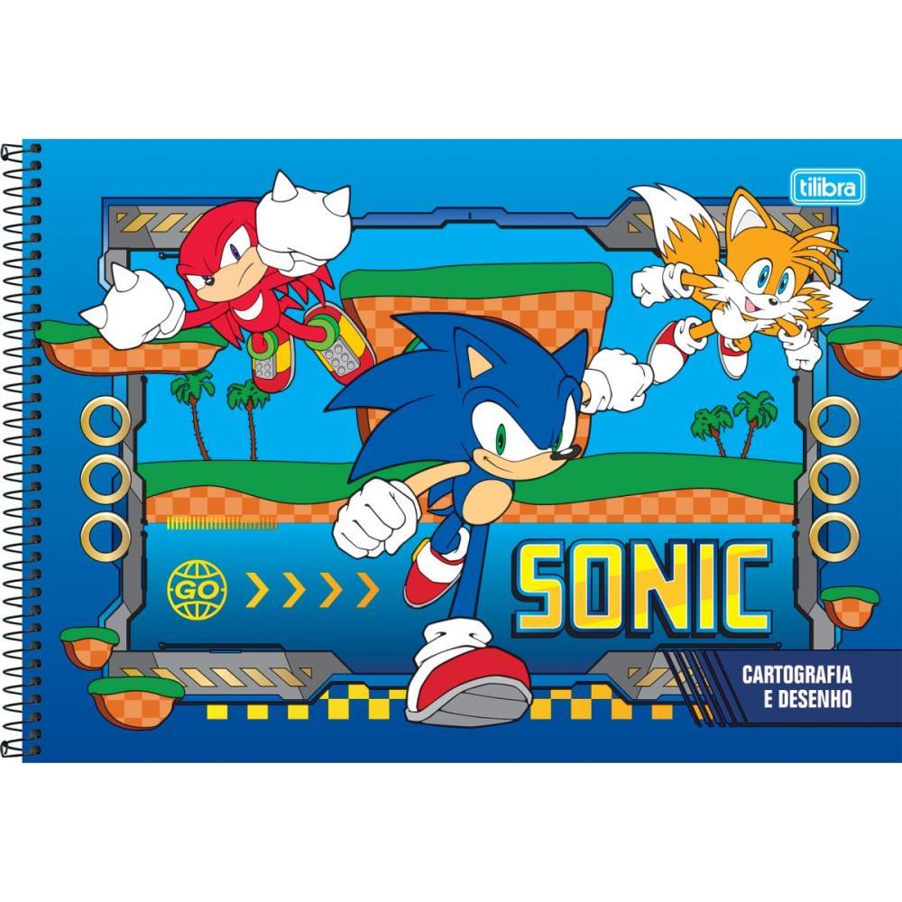 Caderno desenho univ capa dura sonic 80fls. - tilibra (pct.c/04 ...