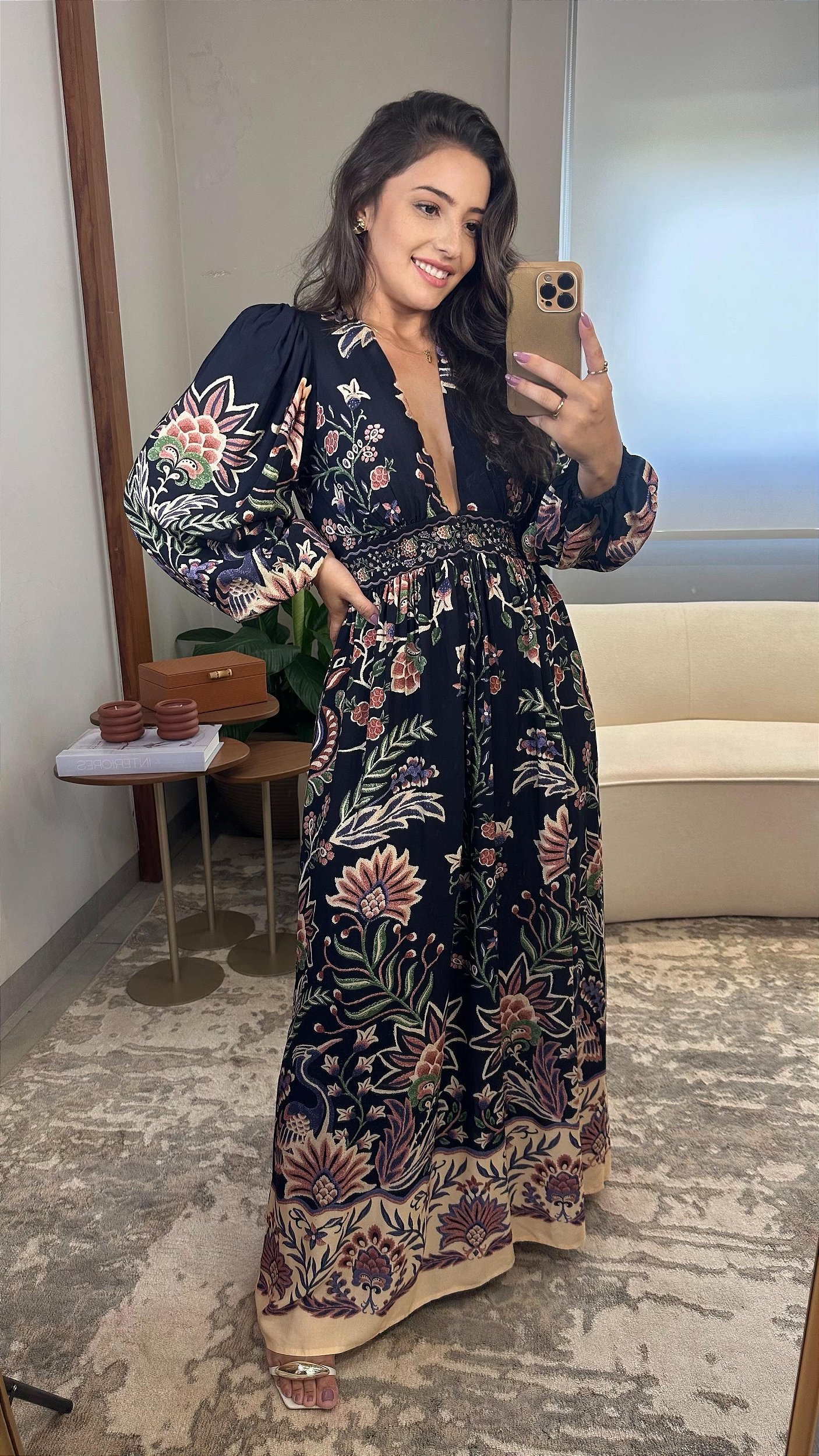 Vestido Farm Vestido Longo Dafiti Vestido Farm Longo Manga Longa