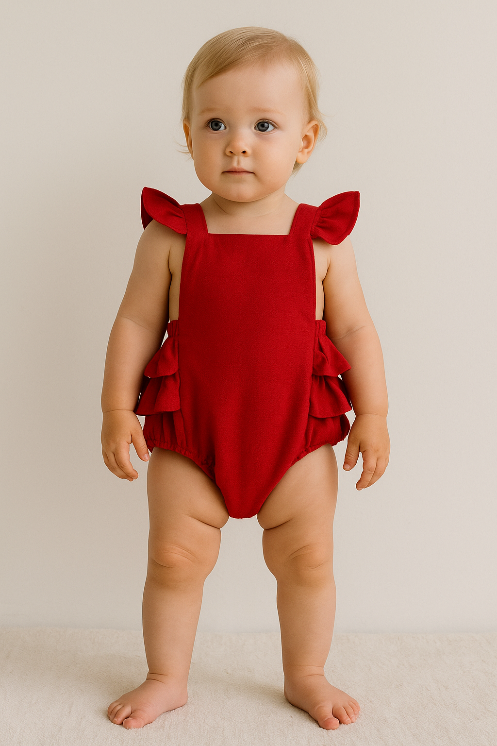 Romper Luísa vermelho com Babados – Donna Ariê - www.donnaarie.com.br