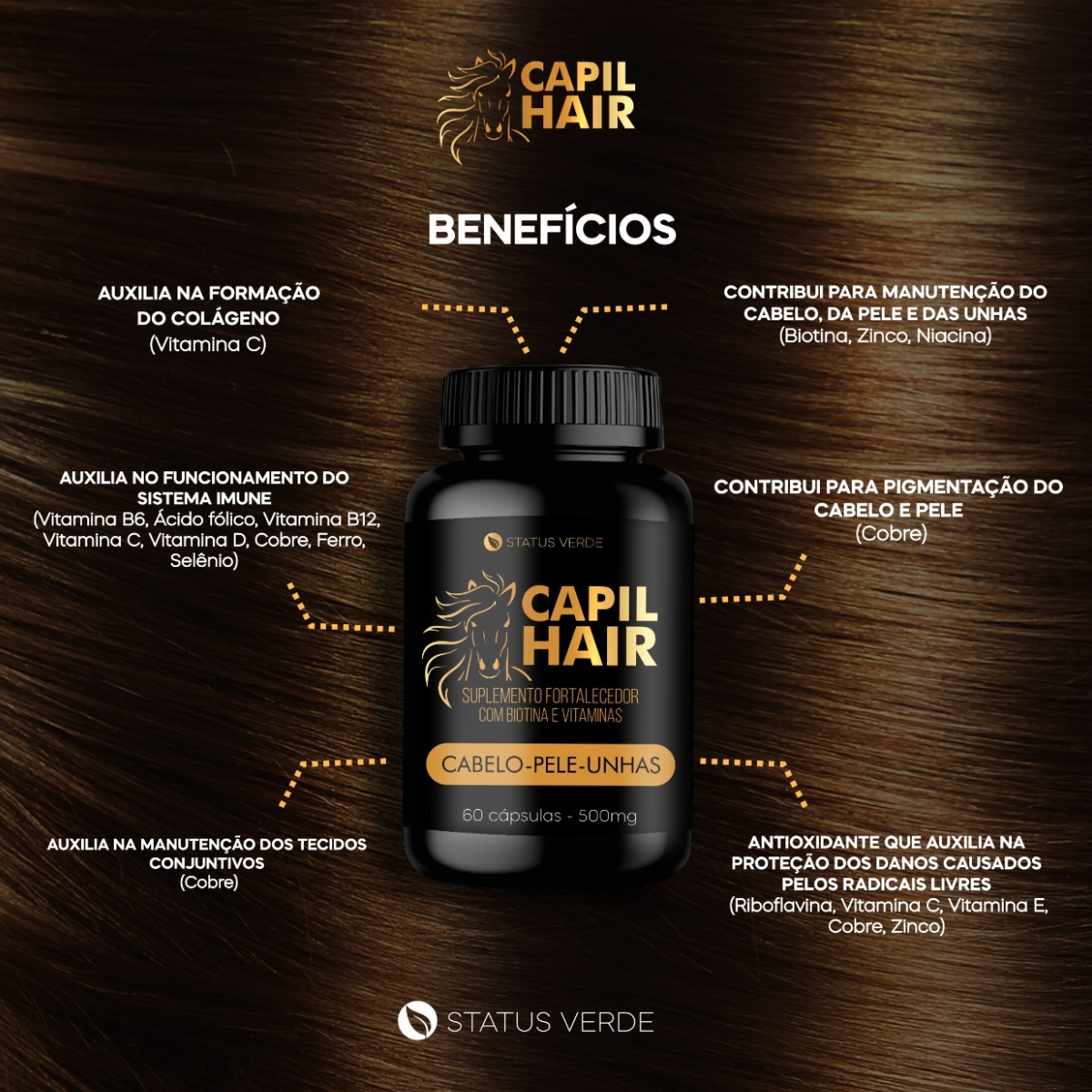 Capil Hair 60 Cáps - Status Verde - Orbis Vita