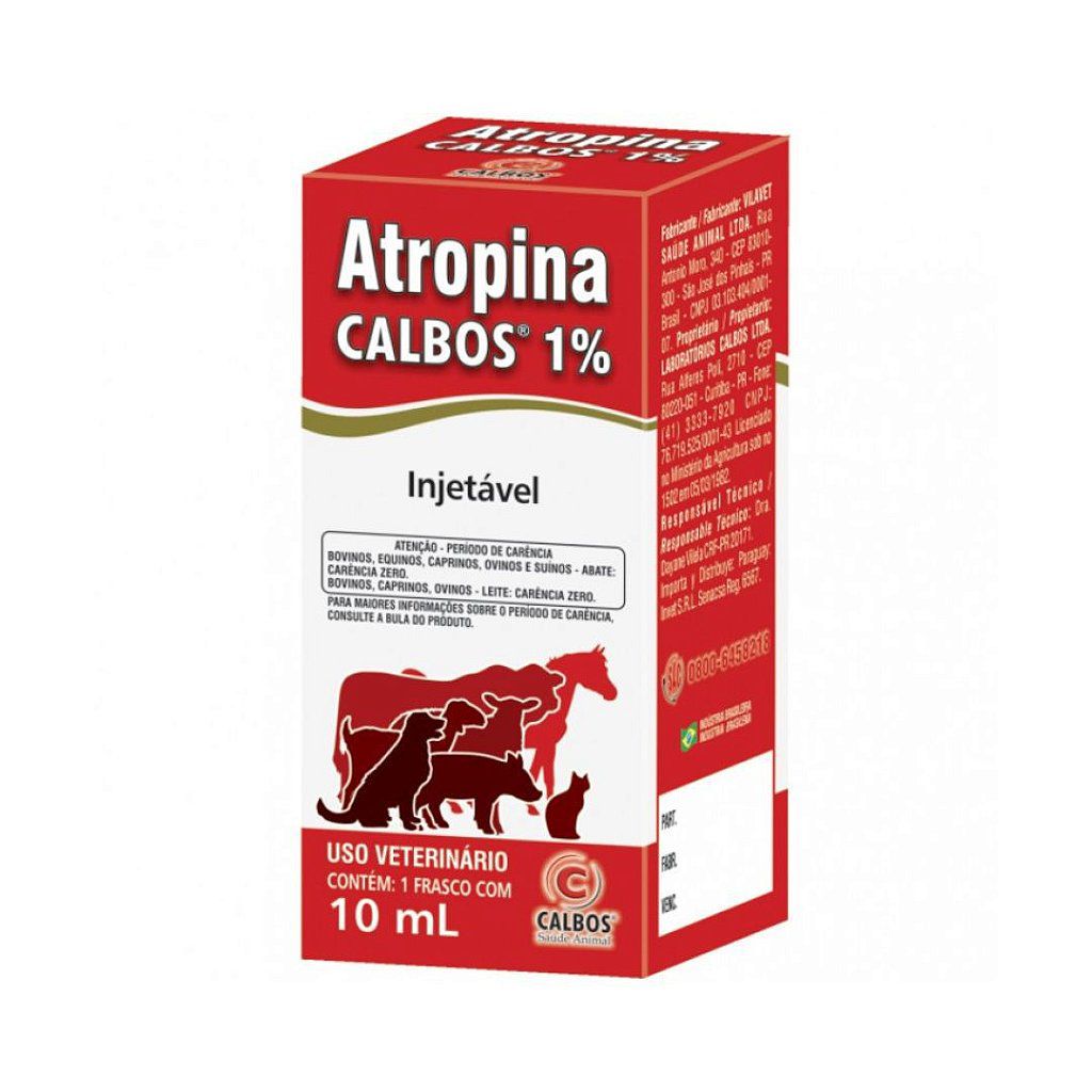 Atropina 1% 10 mL - Calbos - Kajavet Farmácia Veterinária