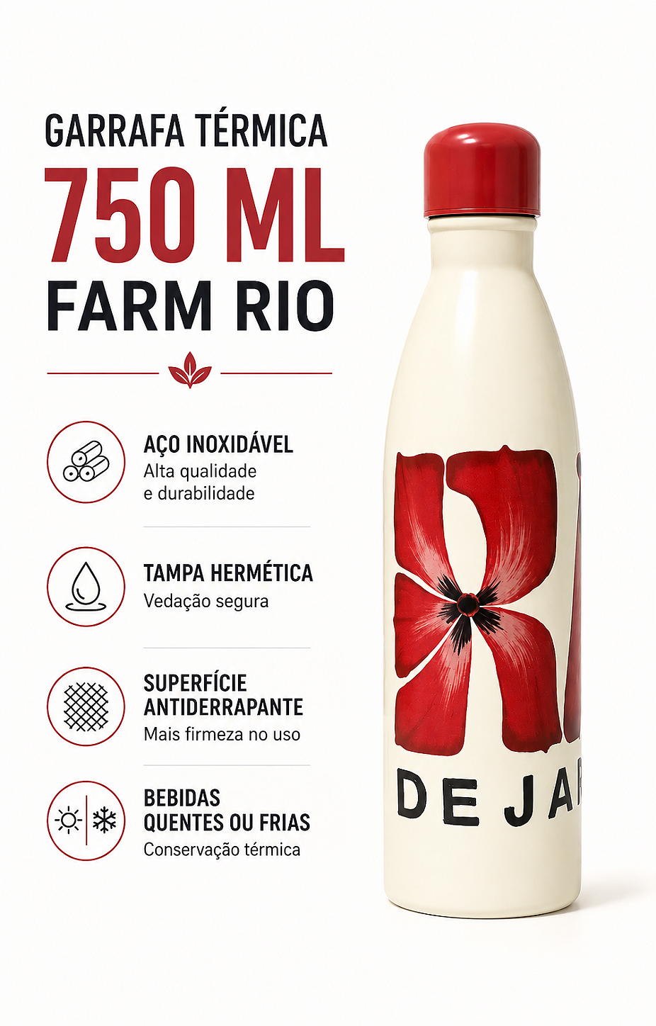 Garrafa Farm Glub Glub 750ml – Estampa Rio de Janeiro Exclusiva
