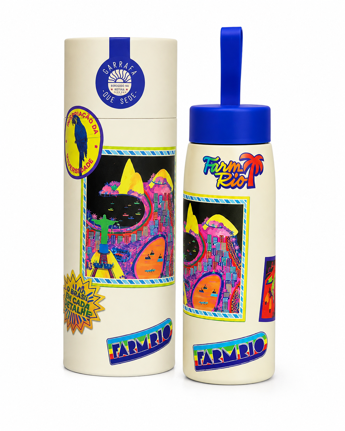 Garrafa Térmica Farm Que Sede 500ml – Estampa Patch Rio Azul