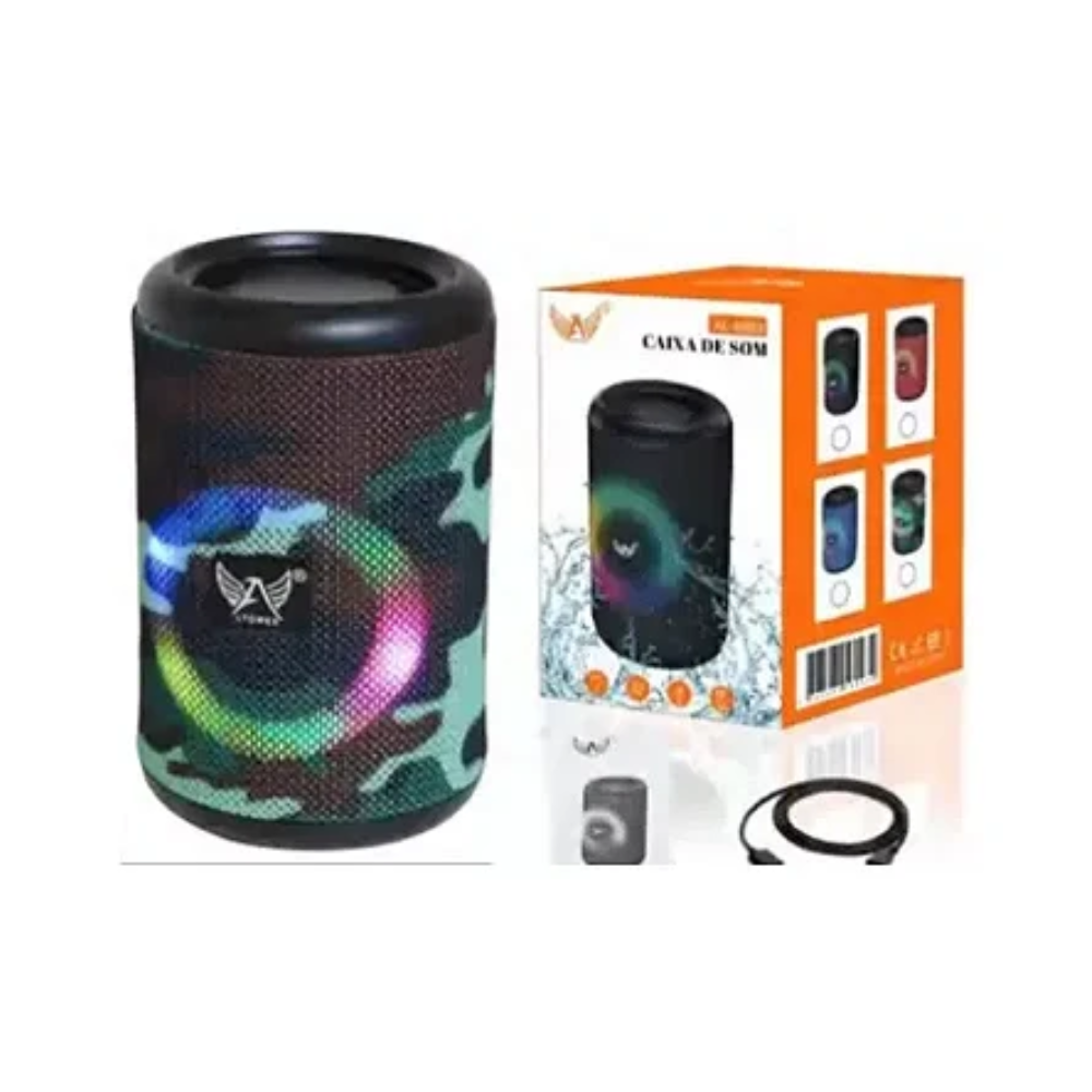 Caixa De Som Led Bluetooth Portátil Al-6093 Preta - Vision Space Store
