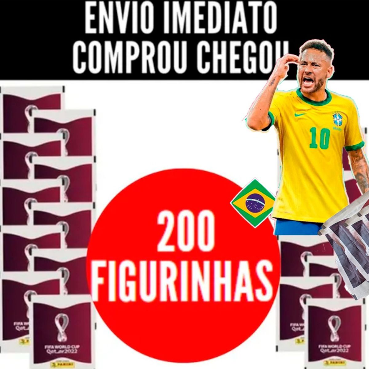 200 Figurinhas Copa Do Mundo 2022 álbum 40 Envelopes Panini Loja
