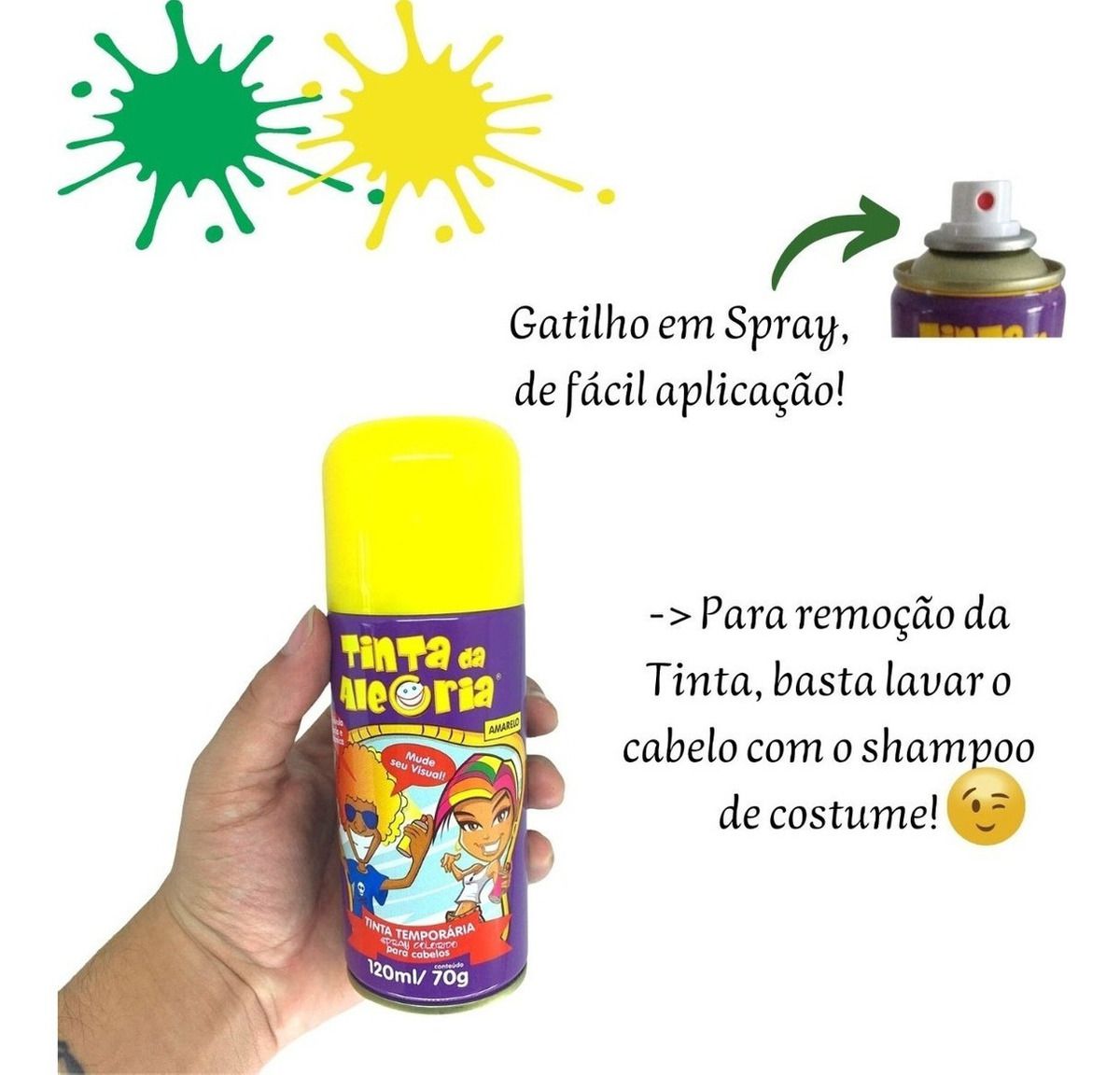 Tinta Spray Temporparia Para Cabelo Cor Vermleho 120ml