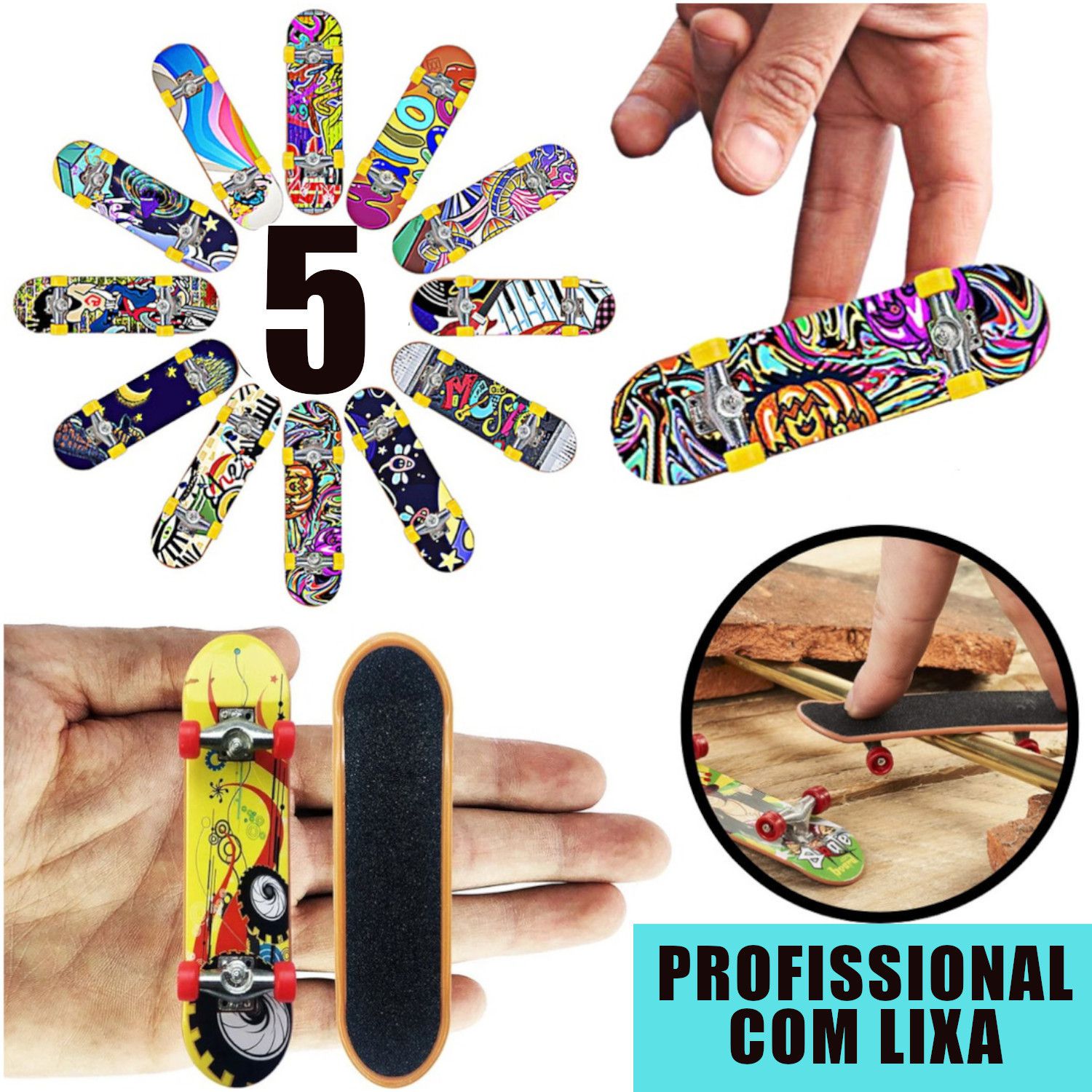 Skate De Dedo Com Luz Led Mini Brinquedo Radical Fingerboard
