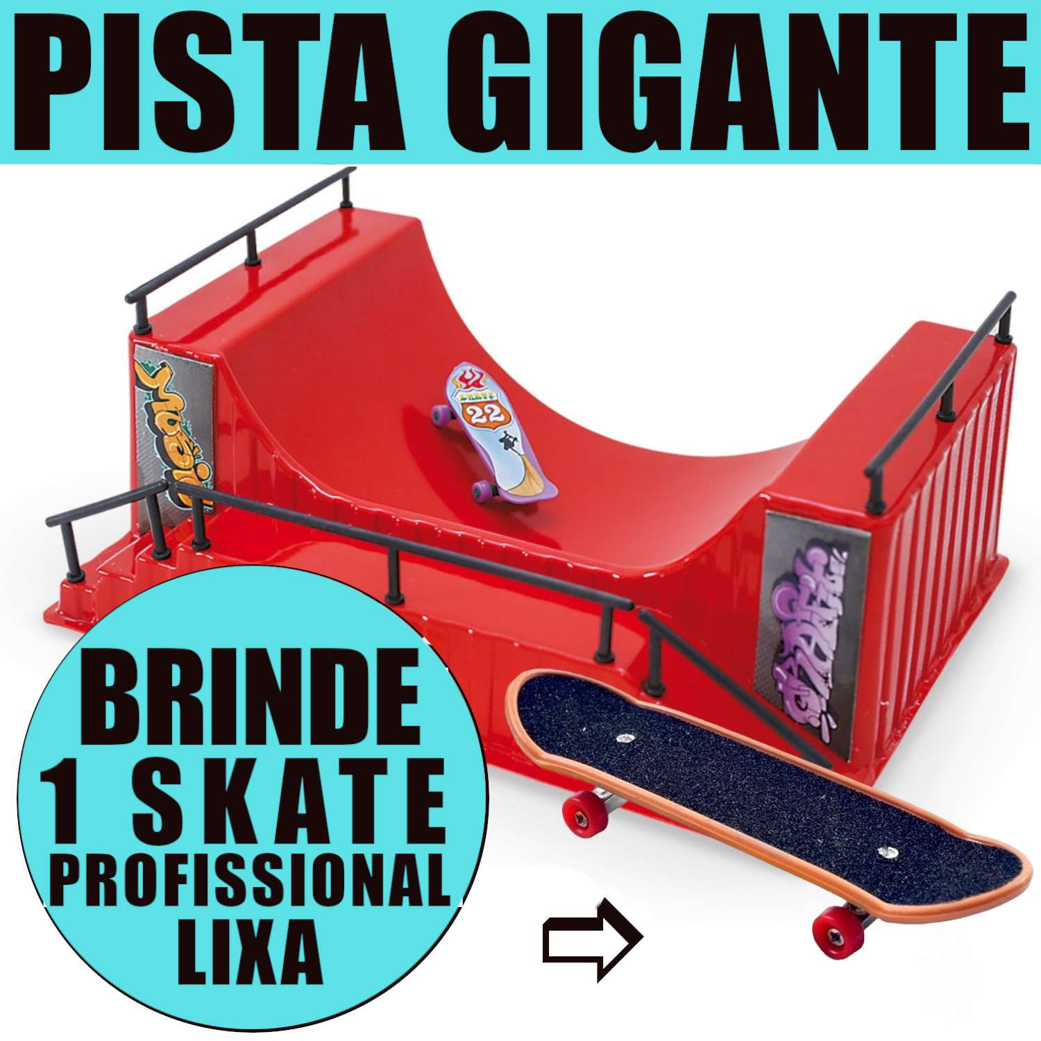 5 SKATE DEDO PROFISSIONAL SHAPE COM LIXA PARA RAMPA PISTA - Loja