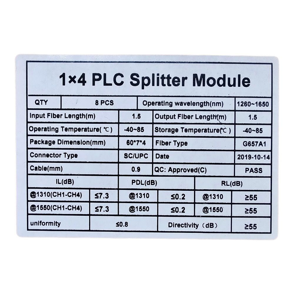 Splitter 1x4 0.9MM 1.5M SC-UPC PLC - MyGigaTech