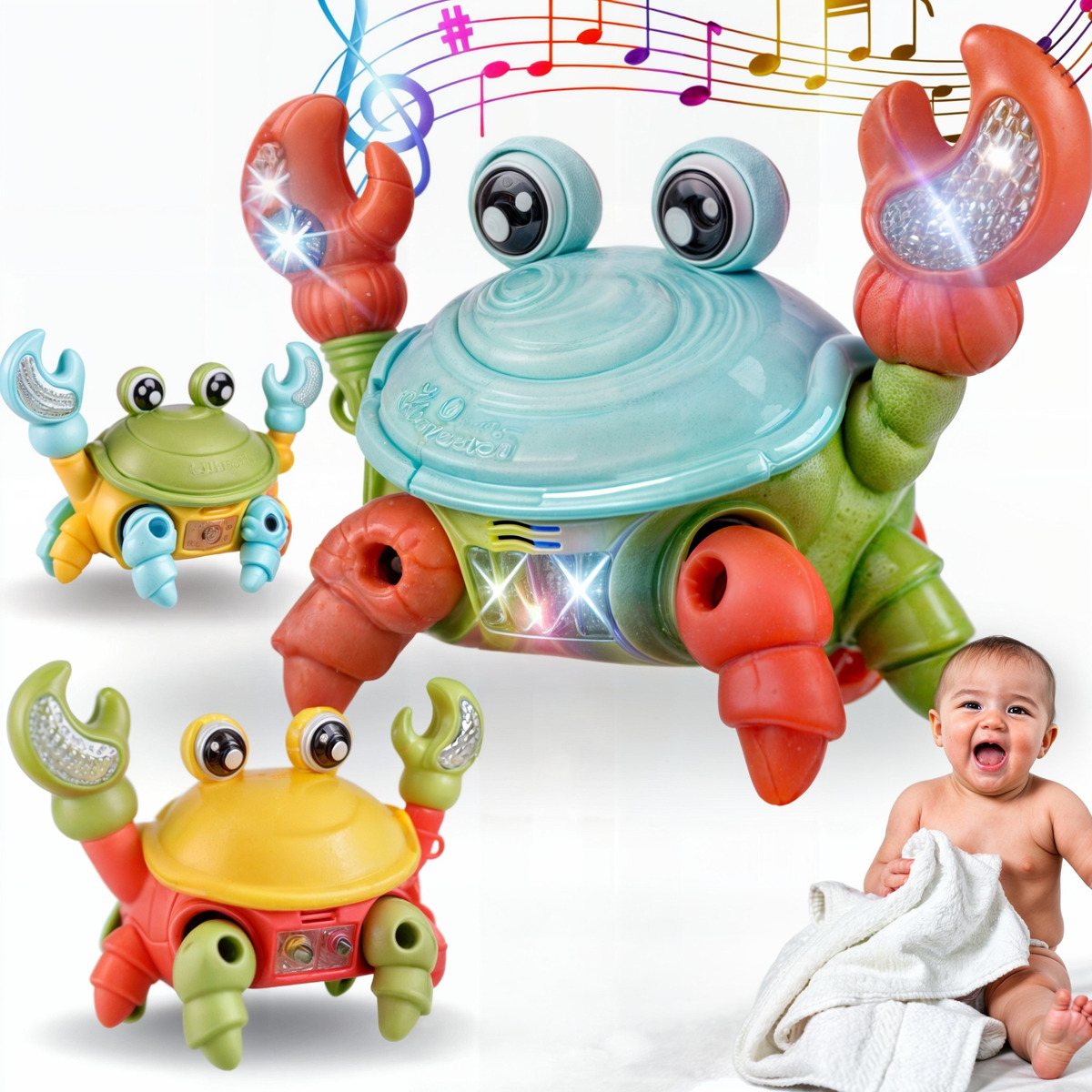 Caranguejo Brinquedo Fujão Dança E Som Música Eletrônico - Babyland