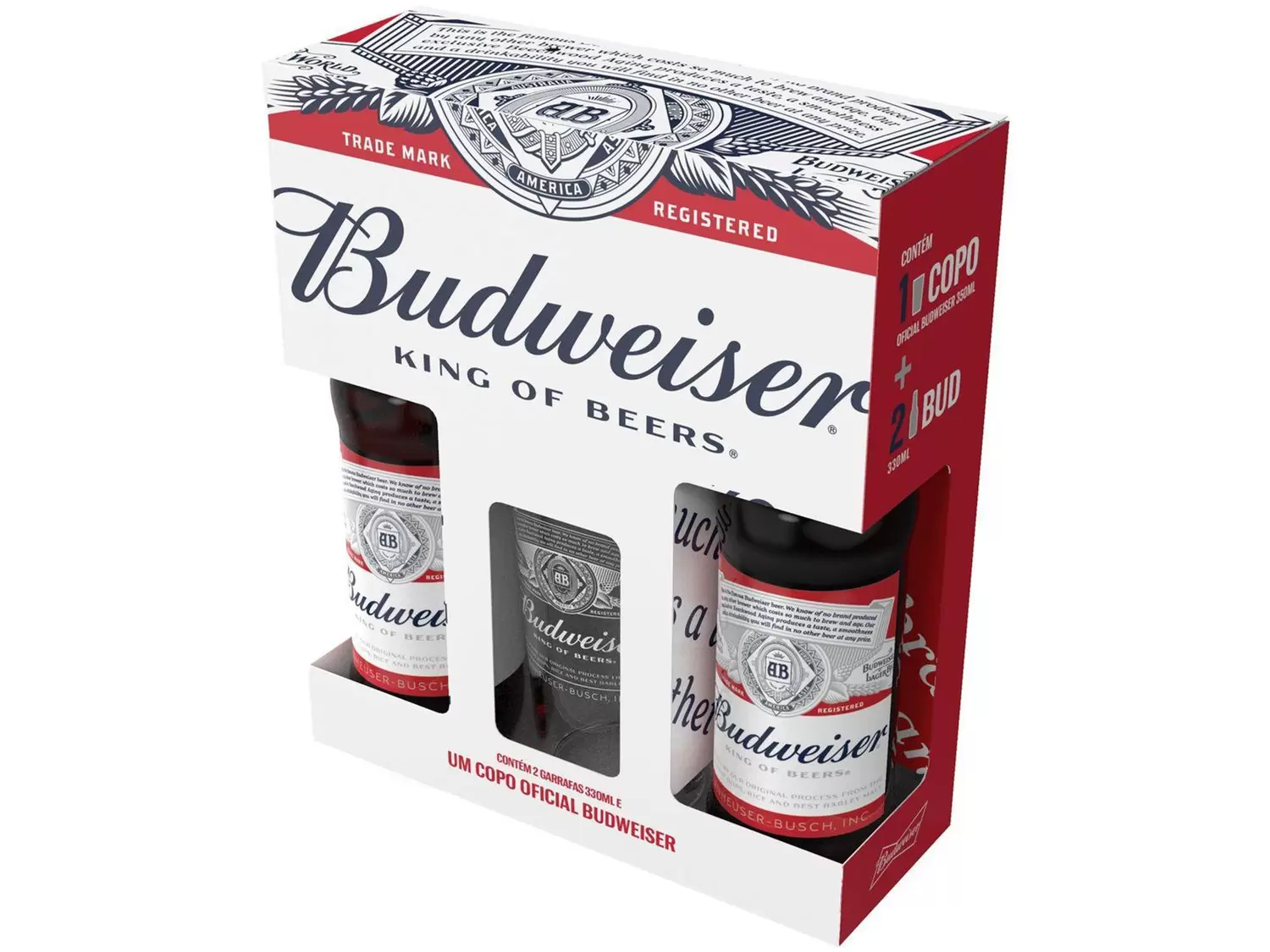 Kit Cerveja Budweiser 2 Unidades 330ml - com Copo - House Beer