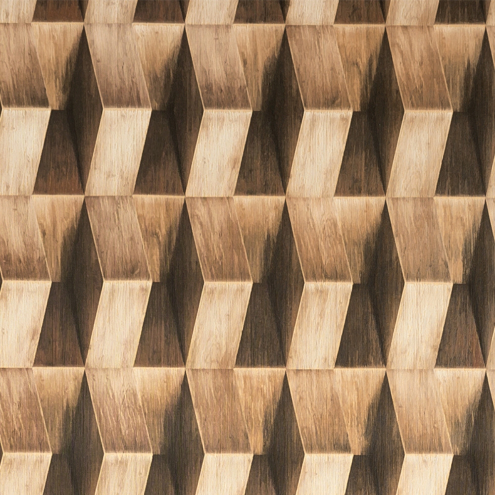 Papel de Parede Texturizado Madeira Geométrico 3D - PP222 - Loja de ...