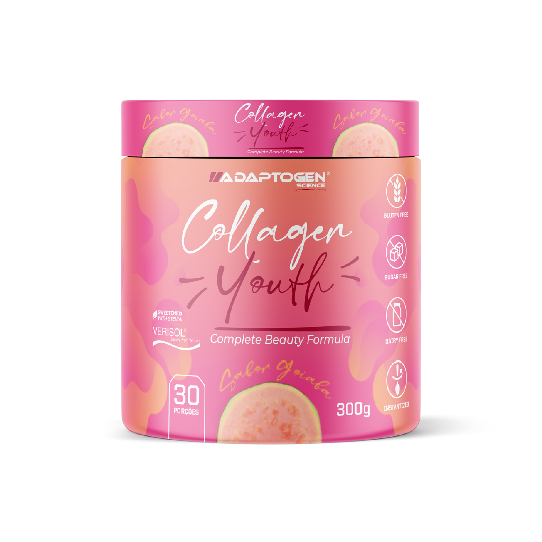 Adaptogen Collagen Youth sabor Goiaba 300g 4Shape Nutrição Esportiva