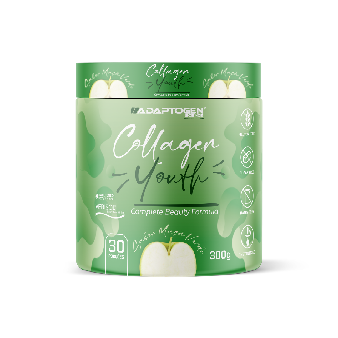 Adaptogen Collagen Youth sabor Maça Verde 300g 4Shape Nutrição Esportiva