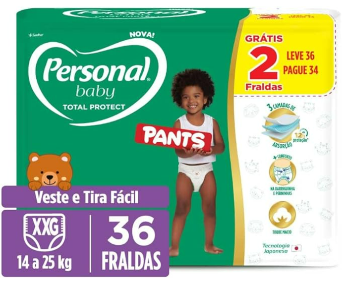 Personal Fralda Baby Total Protect Pants M - 28 Unidades