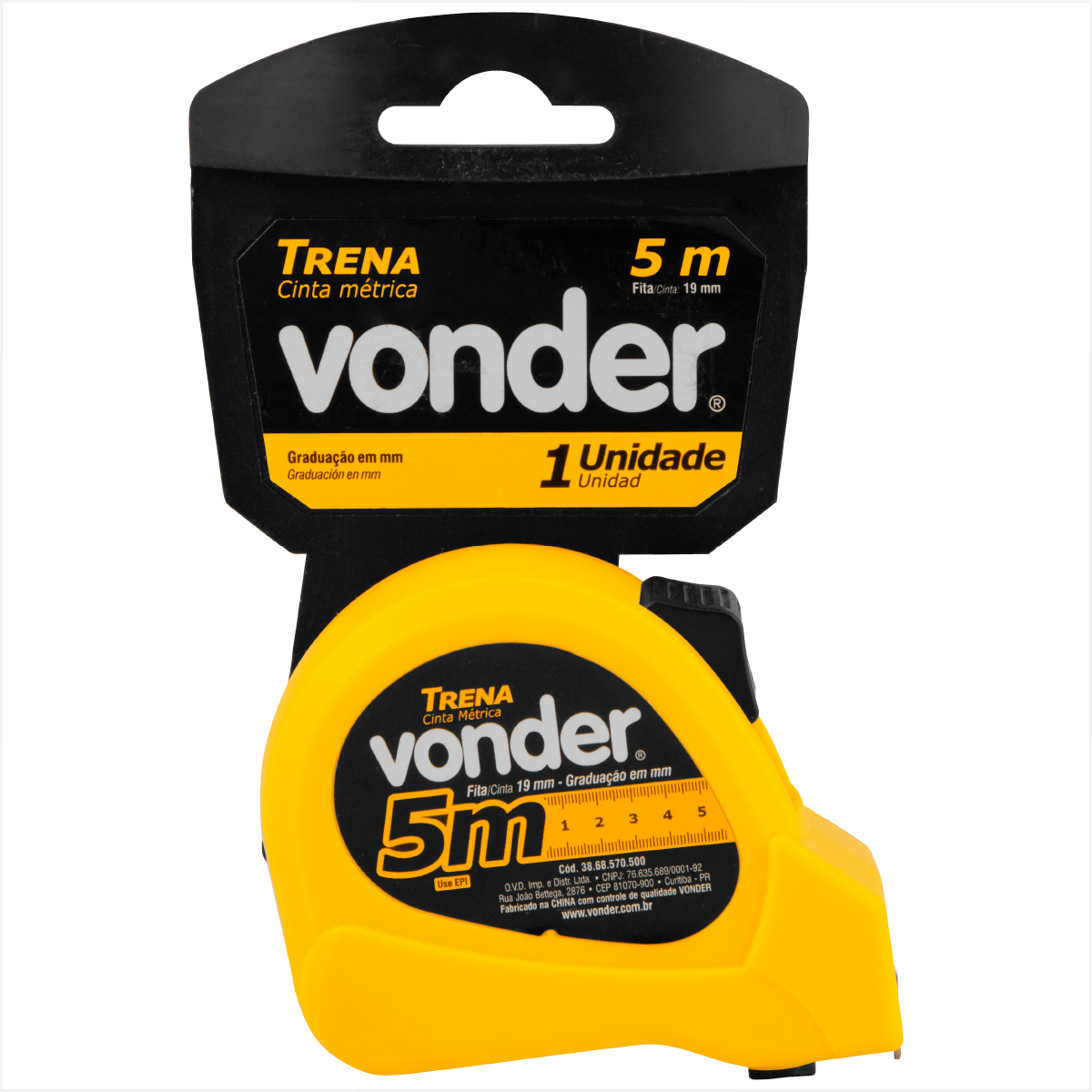 Trena curta de aço 5 m x 19 mm - Vonder - Fercosa ferramentas