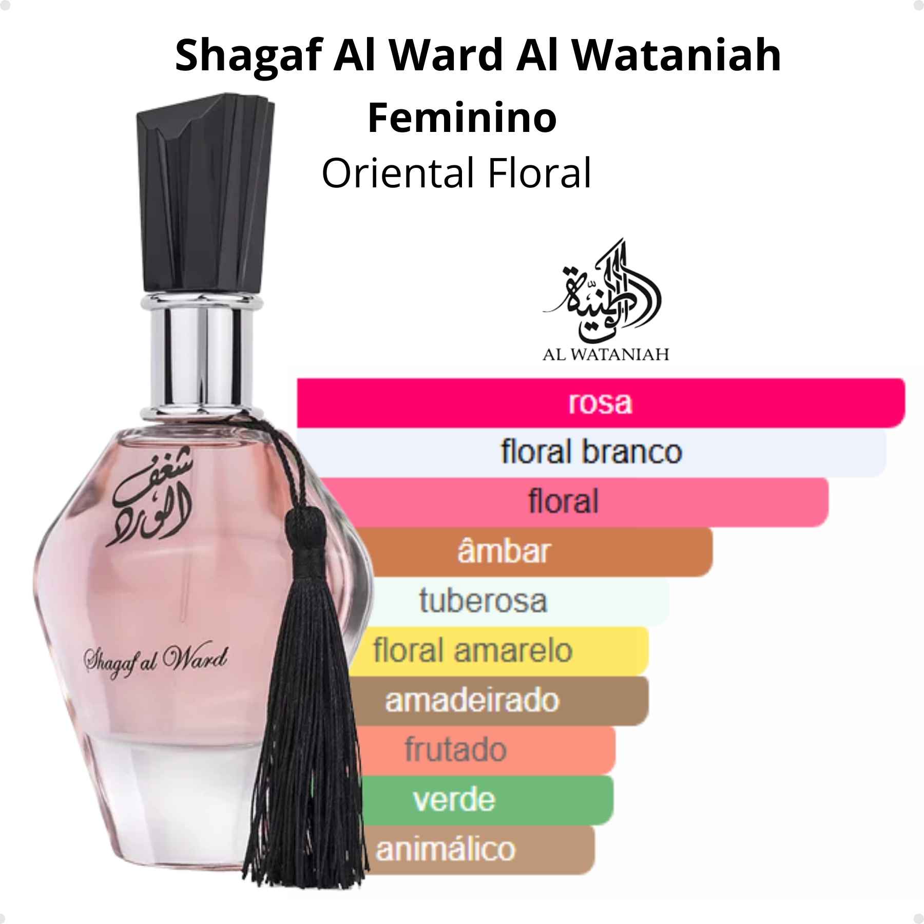 Perfume Arabe Shagaf Al Ward EDP 100ml Original Feminino. Confira