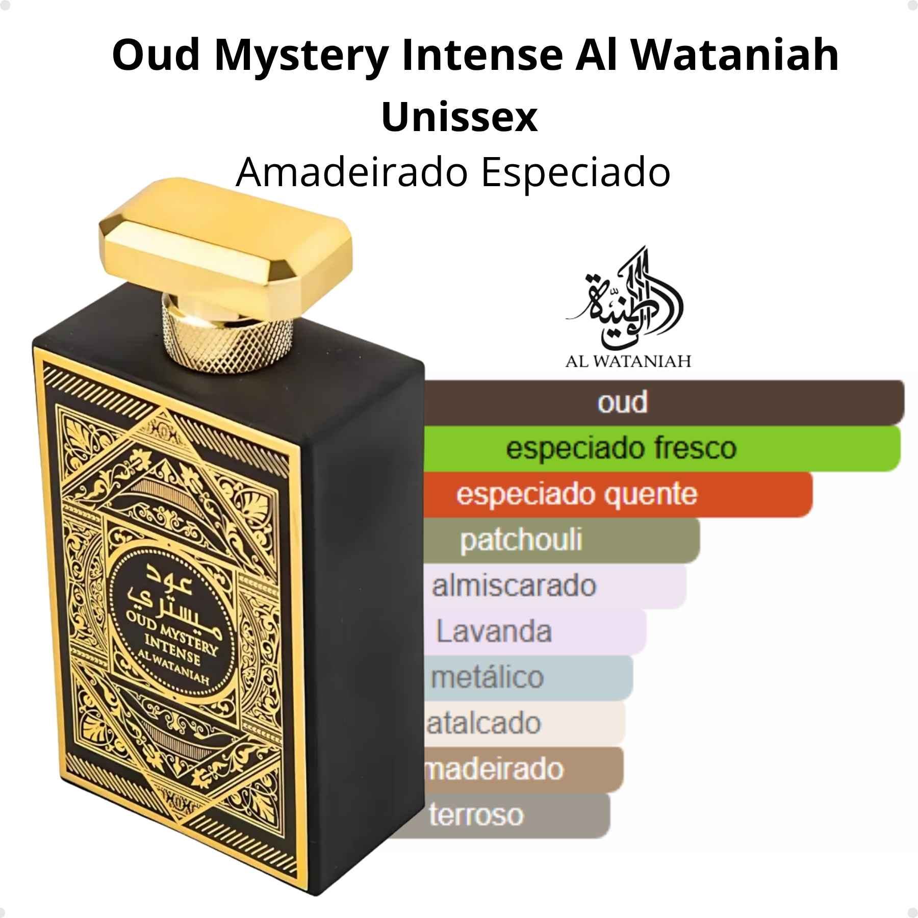 Perfume Arabe Oud Mystery Intense EDP 100ml Al Wataniah Masculino