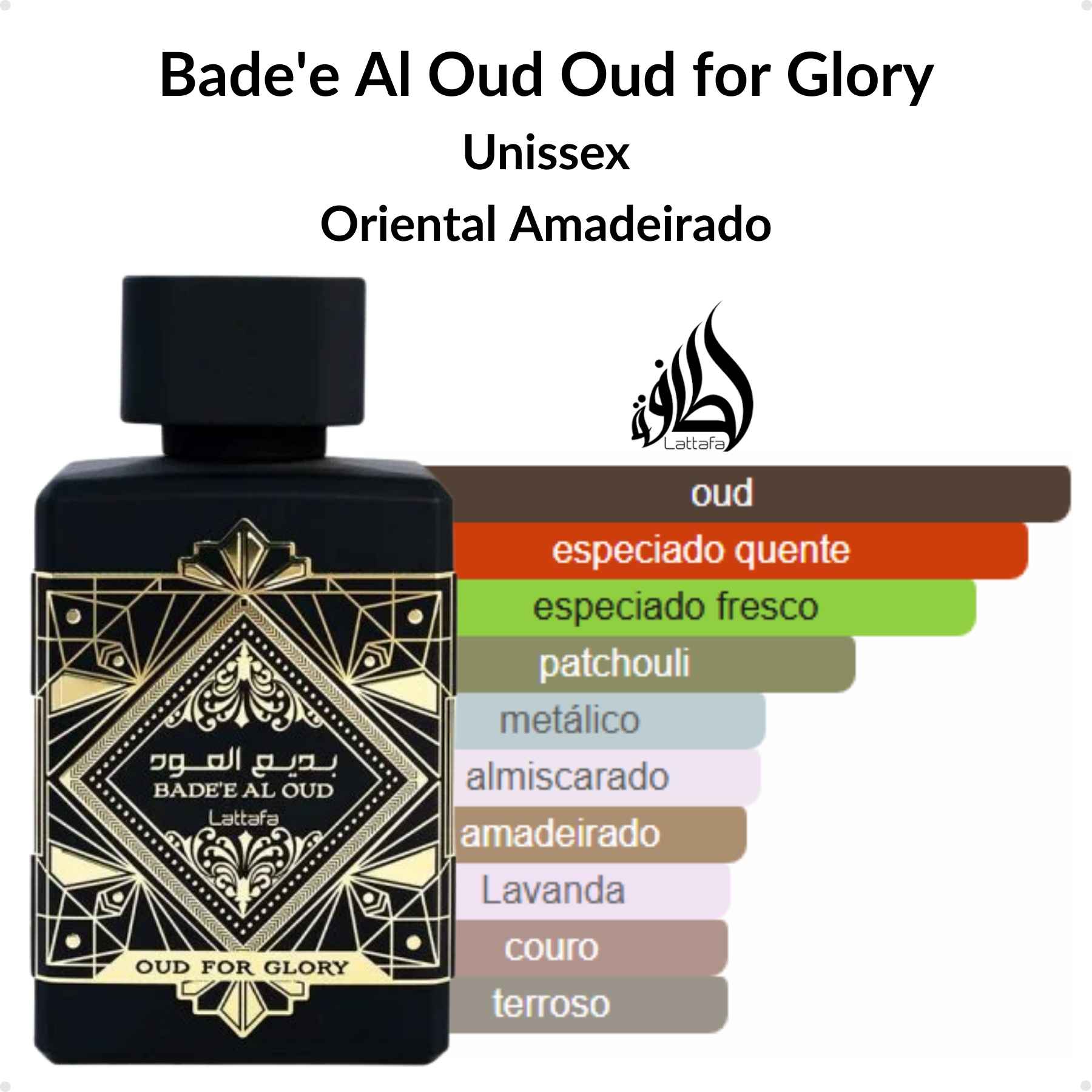Perfume Arabe Lattafa Badee Al Oud Oud For Glory EDP 100ml Unissex