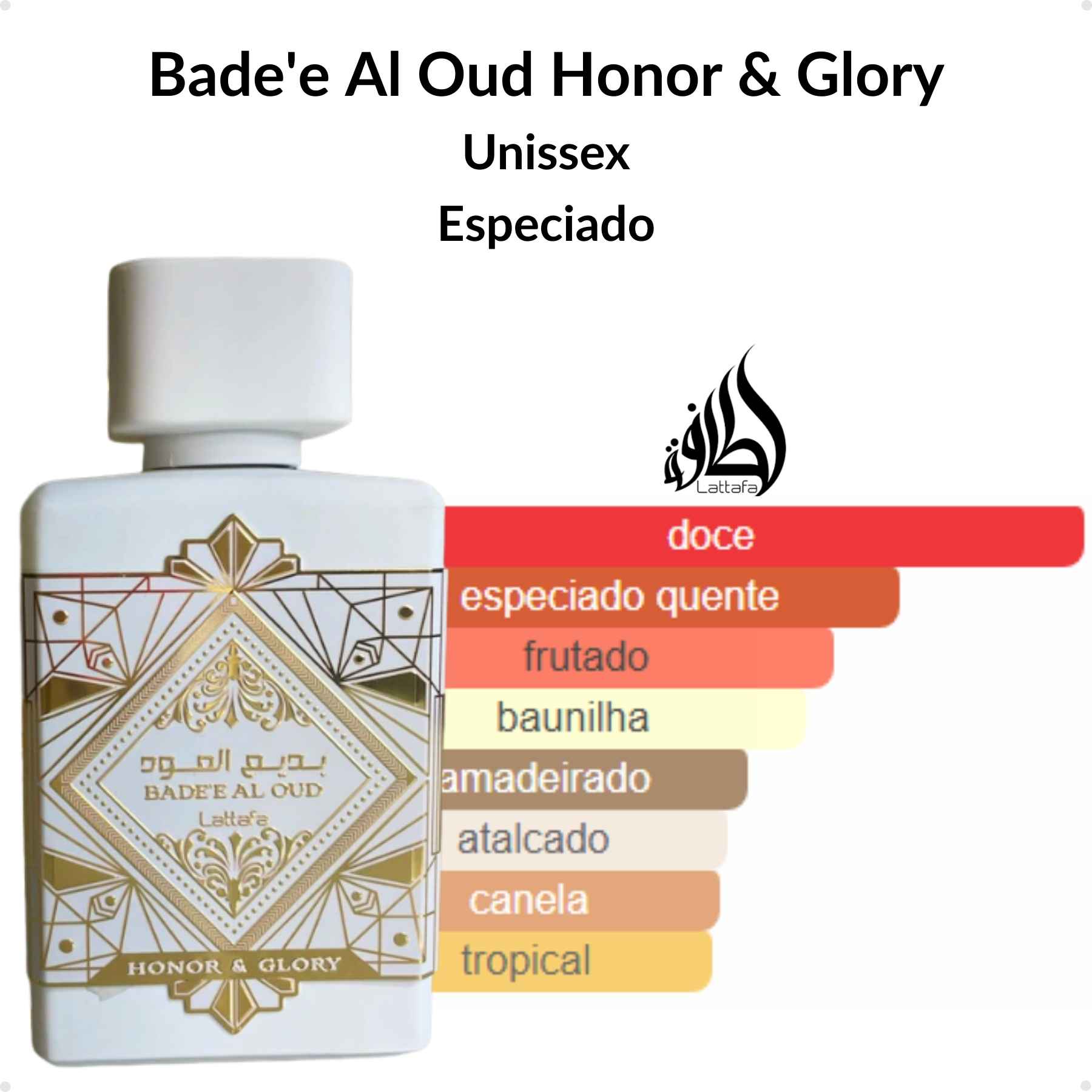 Perfume Arabe Lattafa Badee Al Oud Honor & Glory EDP 100ml Unissex