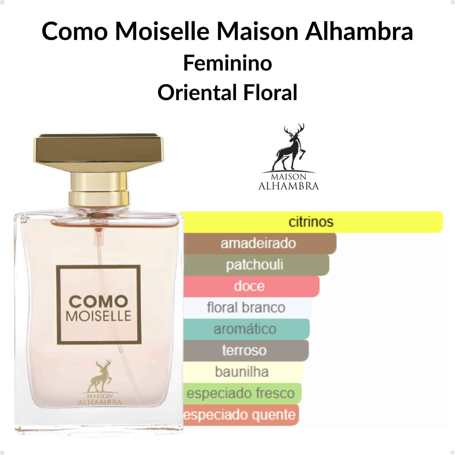Perfume Arabe Maison Alhambra Como Moiselle EDP 100ml Feminino - Brand  Collection