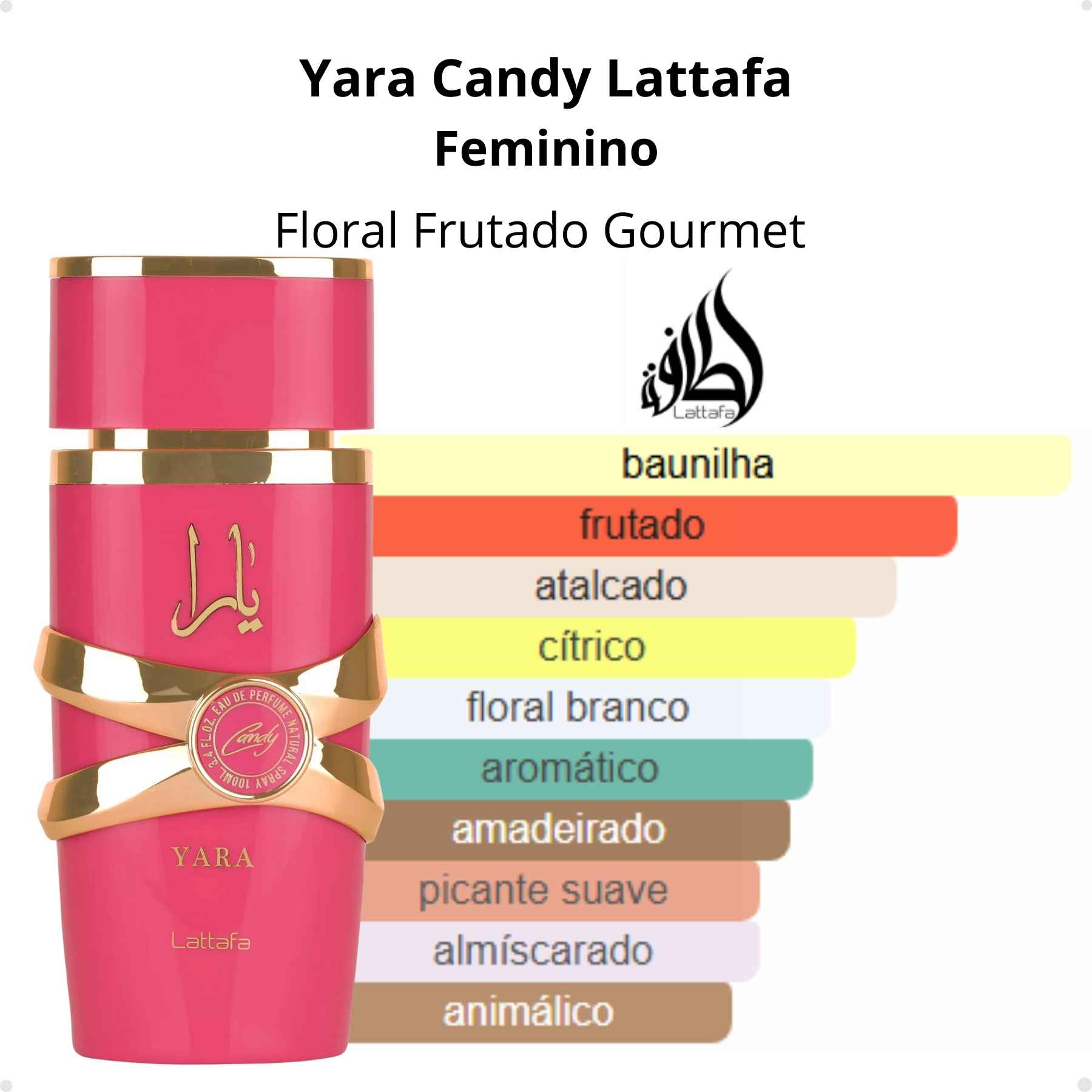 Perfume Arabe Feminino Lattafa Yara Candy EDP 100ml Doce Marcante