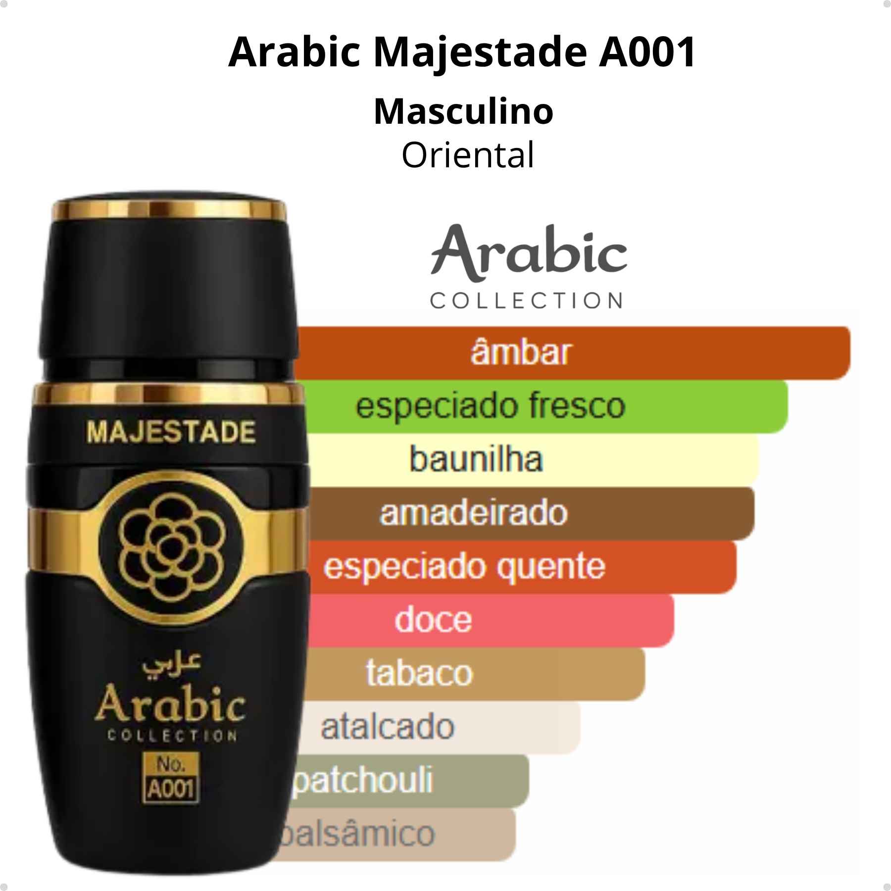 Perfume Arabic Majestade A001 - Masculino 25ml - Brand Collection