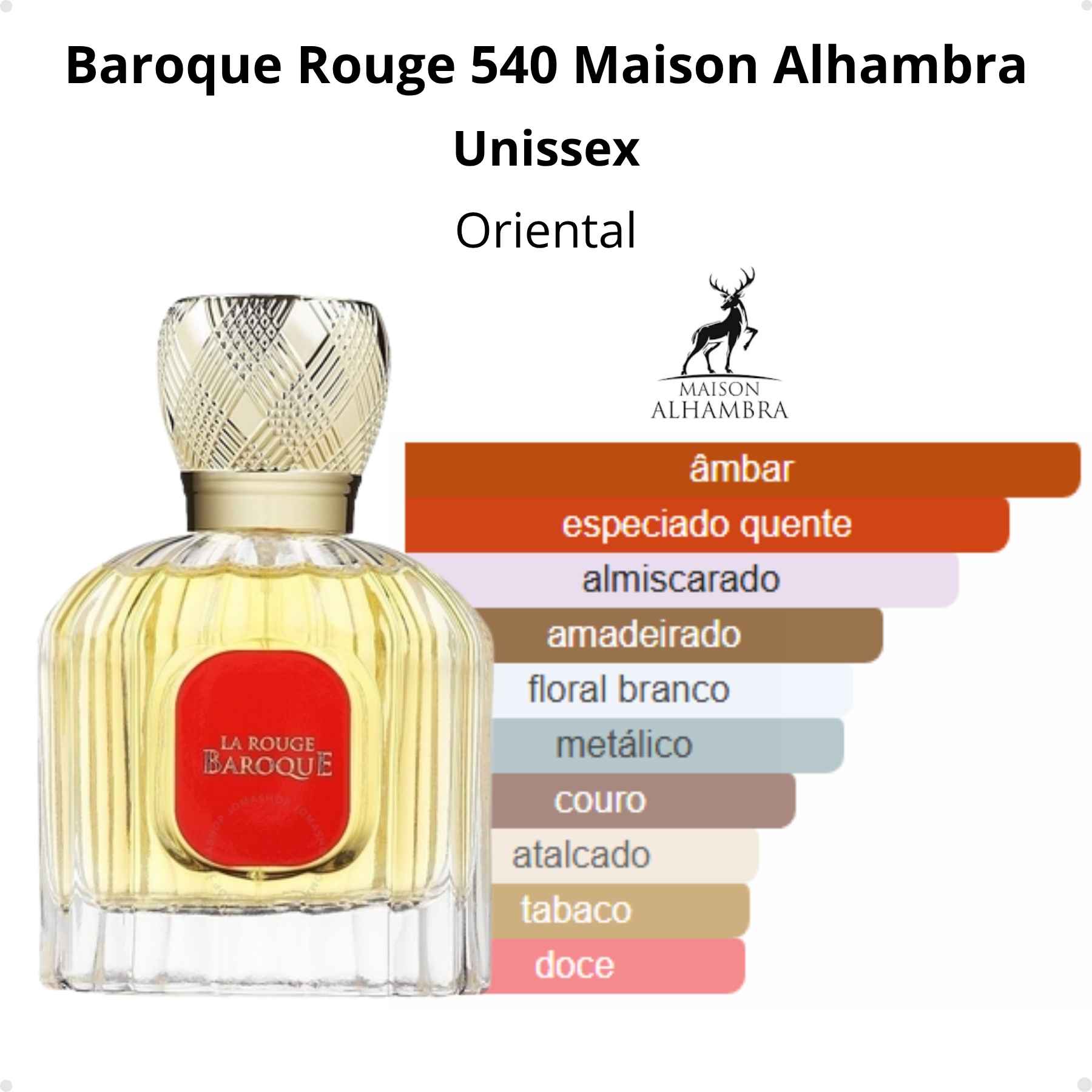 Perfume Arabe Maison Alhambra La Rouge Baroque Unissex EDP 100ml