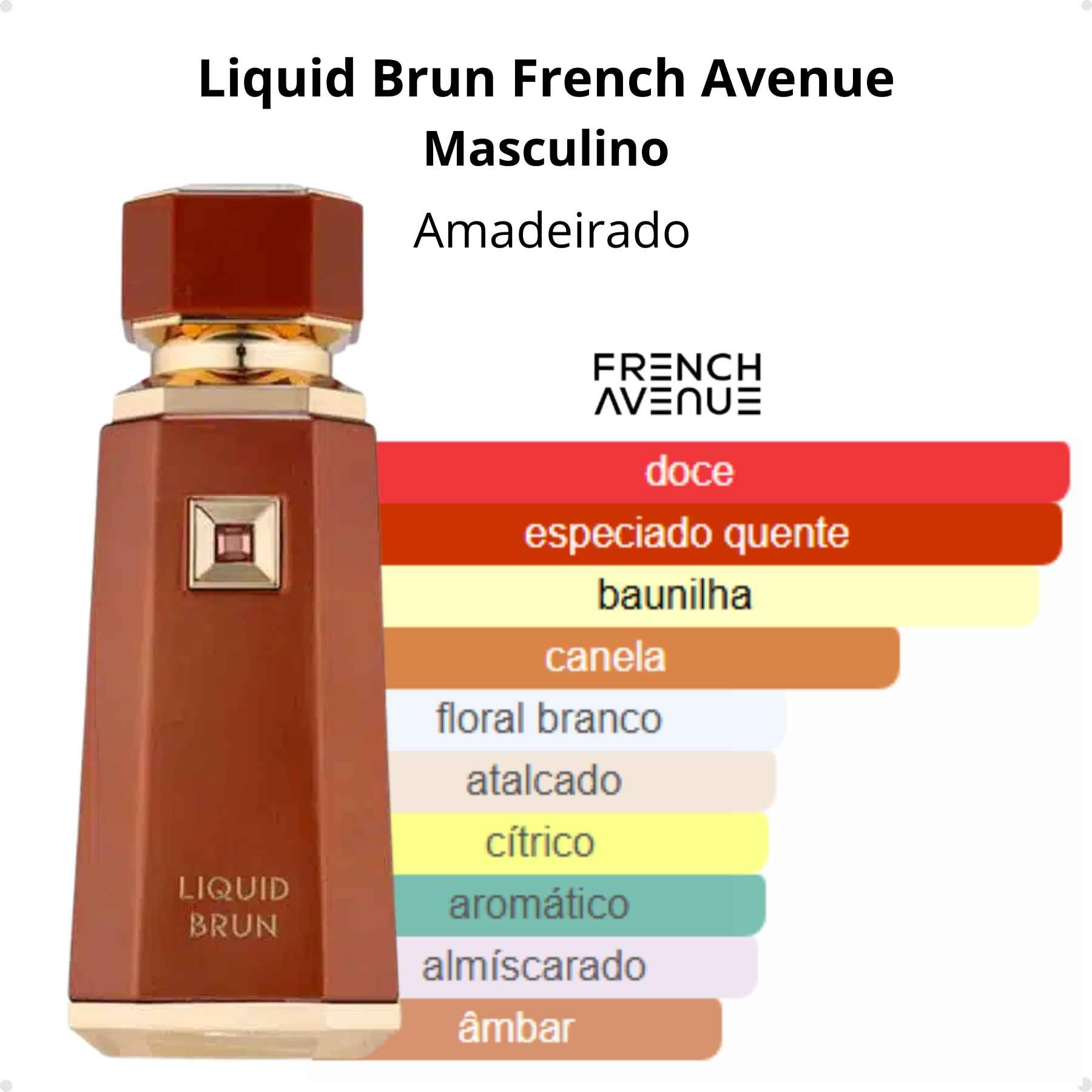 Perfume Árabe Masculino Liquid Brun - French Avenue 100ml - Brand