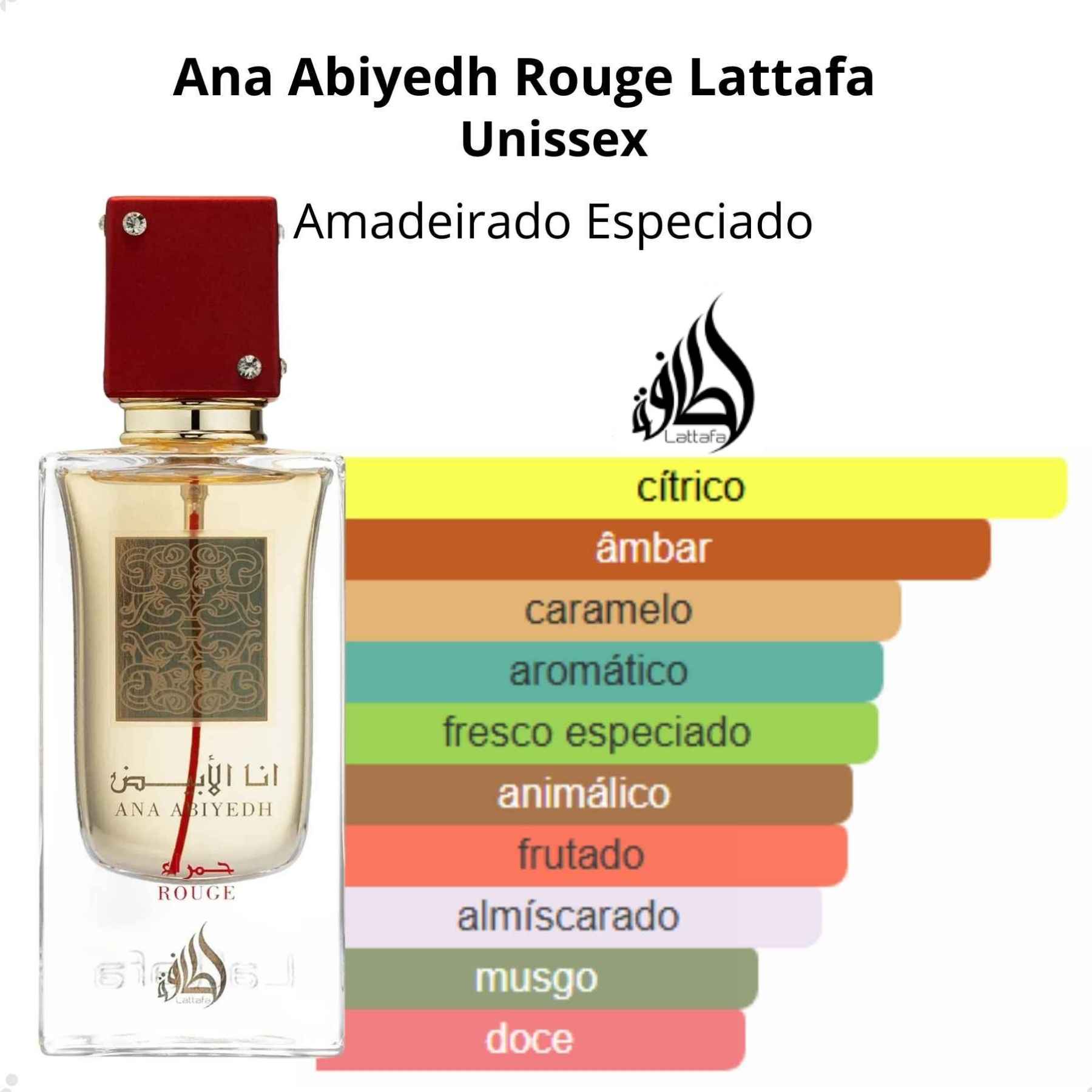 Perfume Arabe Ana Abiyedh Rouge Lattafa Unissex EDP 60ml - Brand
