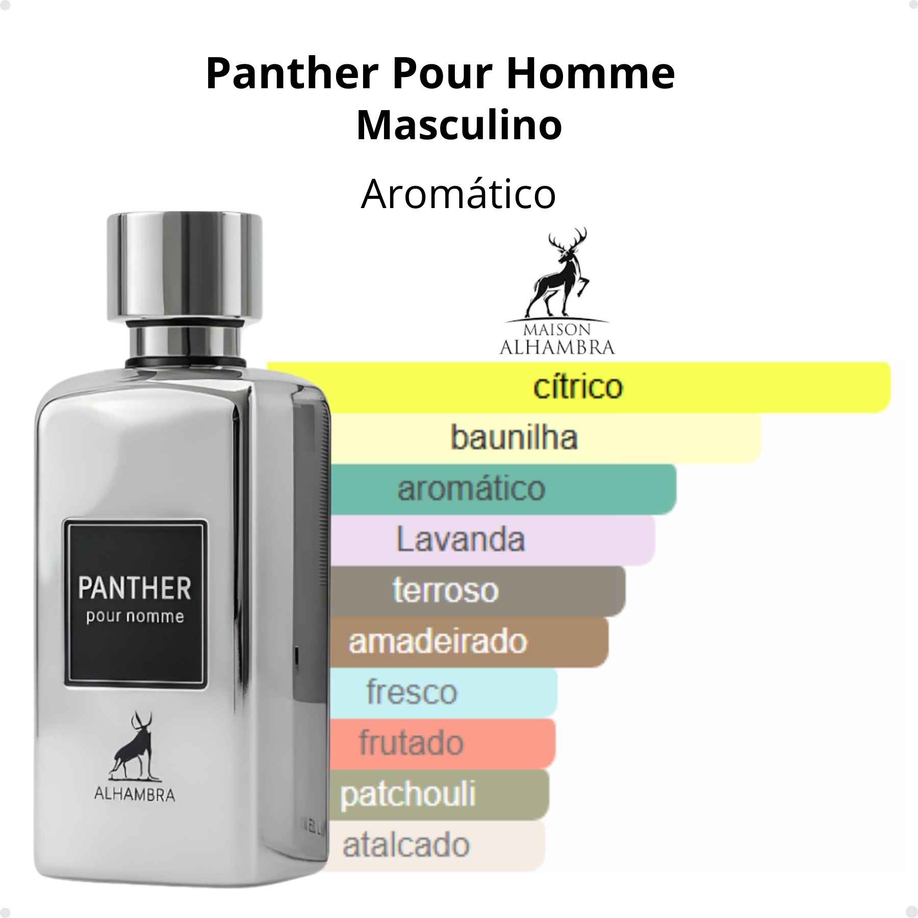 Perfume Arabe Panther Pour Homme Maison Alhambra Masculino 100ml 