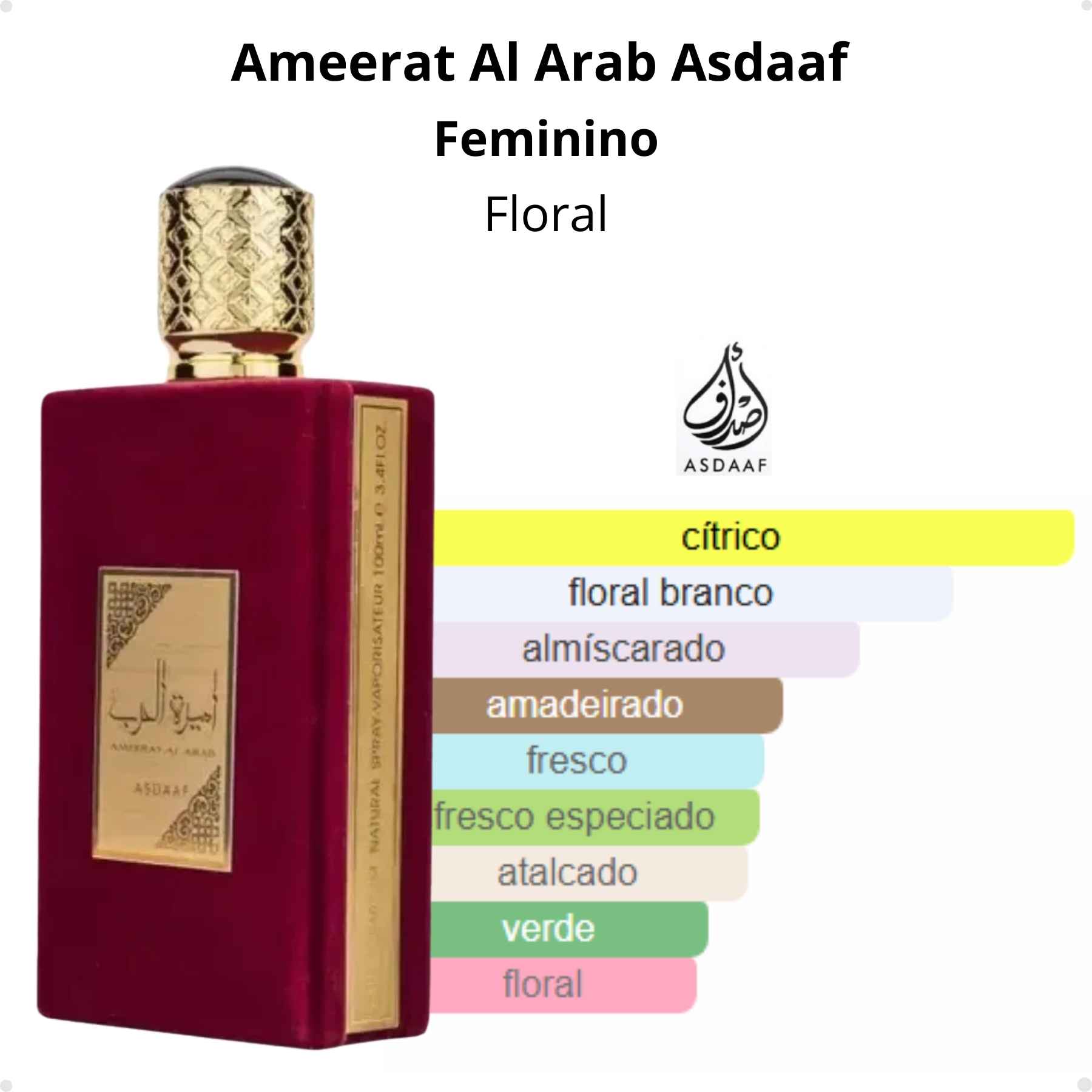 ASDAAF アメーラト・アル・アラブ AMEERAT AL ARAB 香水 Perfume Arabe Ameerat Al Arab Asdaaf EDP 100ml Feminino - Brand