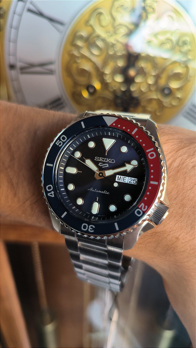 Relógio Seiko 5 Sports SRPD53B1 Azul e Vermelho - Relojoaria São