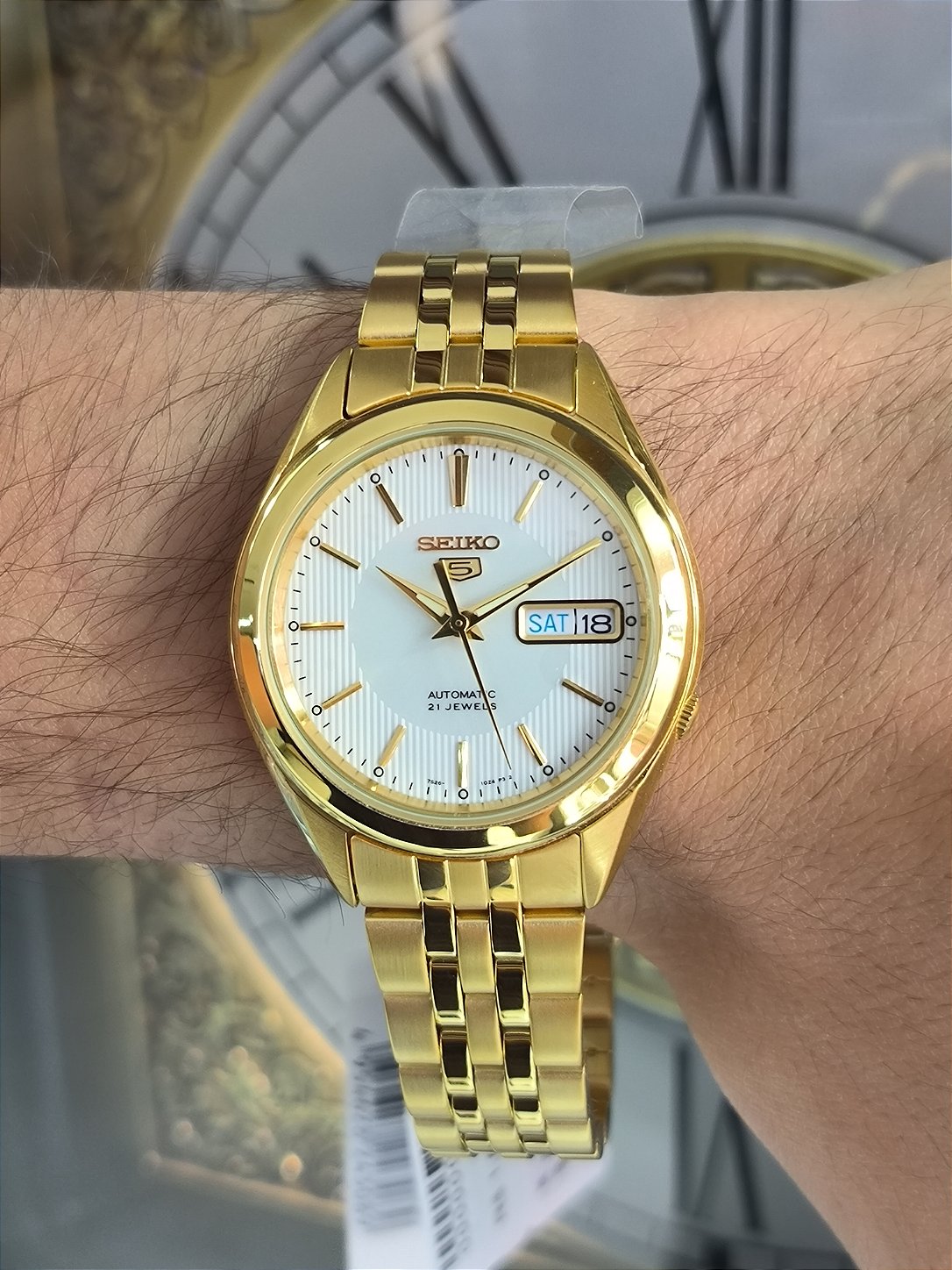 Relógio Seiko 5 Dourado Automático SNKL26B1 B1KX - Relojoaria São