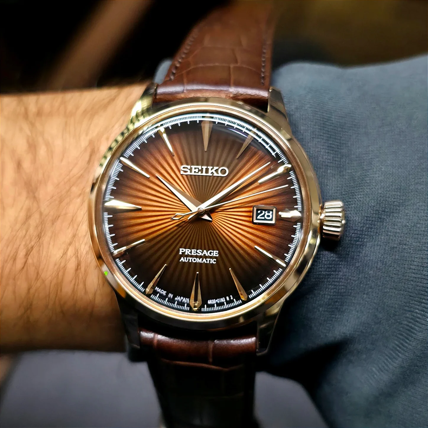 Relógio Seiko Presage Cocktail Time SRPB46J1 Manhattan Marrom
