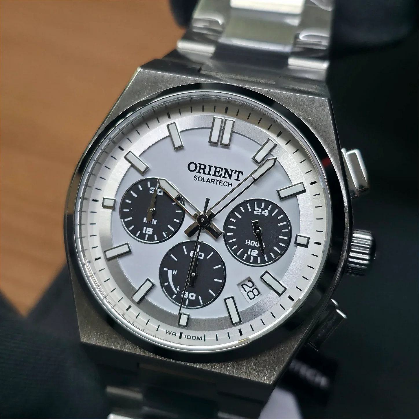 Relógio Orient Solartech Cronógrafo MBSSC274 S1SX Panda