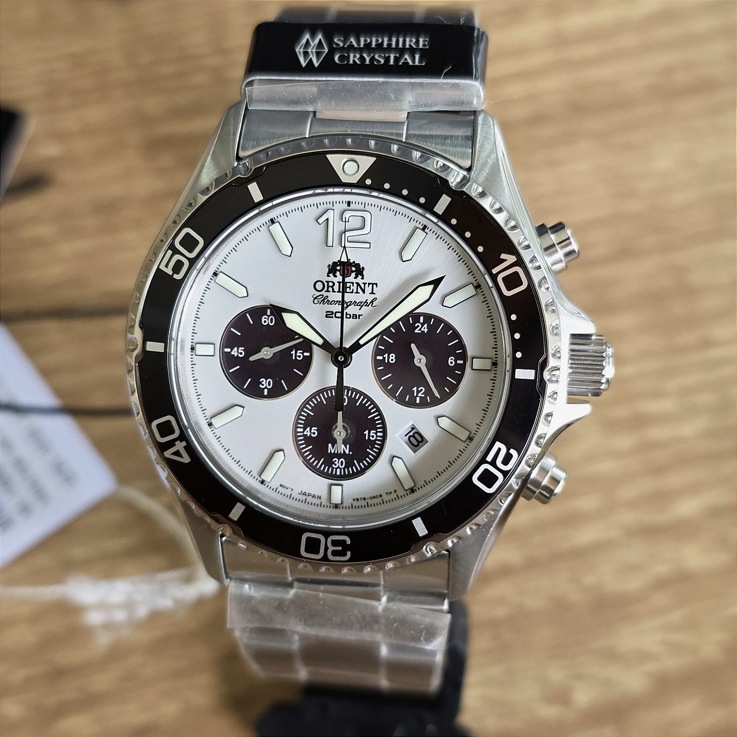 Relógio Orient Mako RA-TX0203S10B Panda Solar Cronógrafo