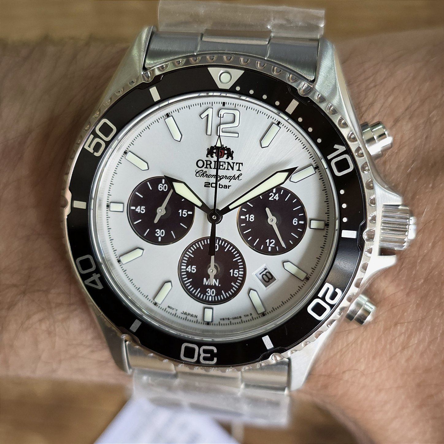 Relógio Orient Mako RA-TX0203S10B Panda Solar Cronógrafo
