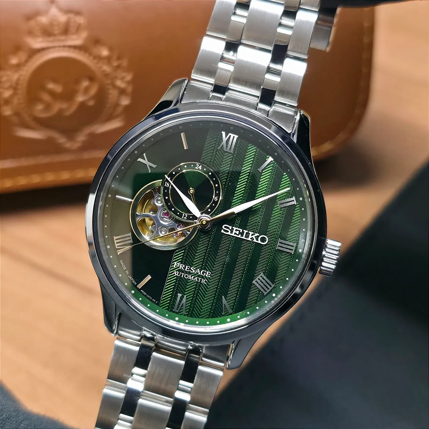 Relógio Seiko Presage Zen Garden SSA463J1 Open Heart Verde