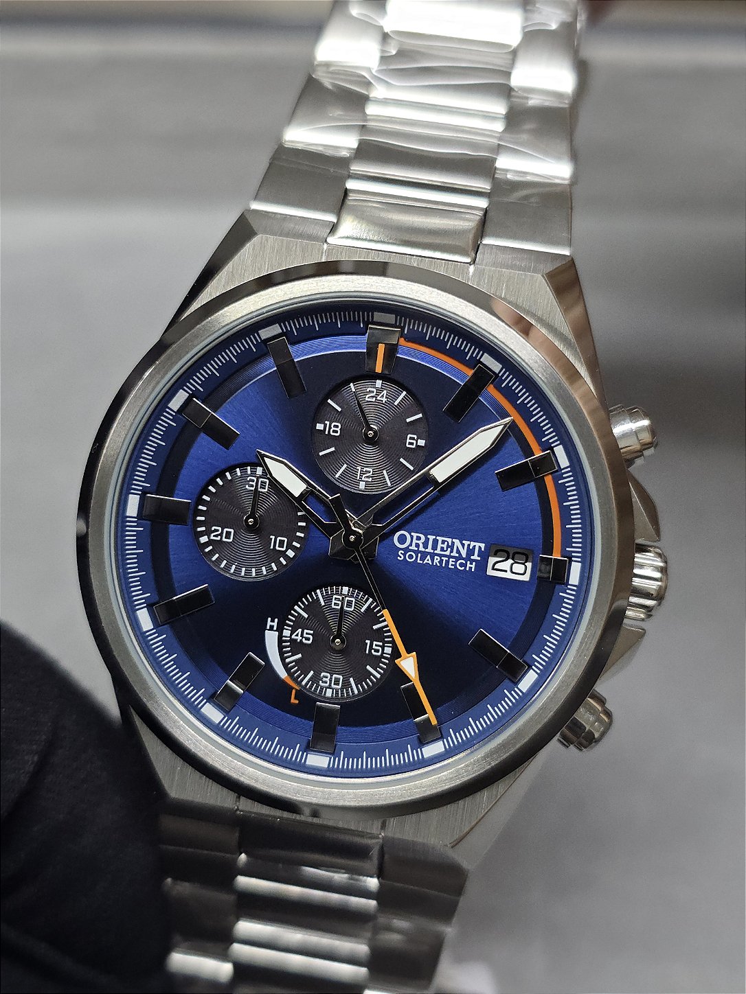 Relógio ORIENT Solartech Cronógrafo MBSSC299 D1SX - Relojoaria São