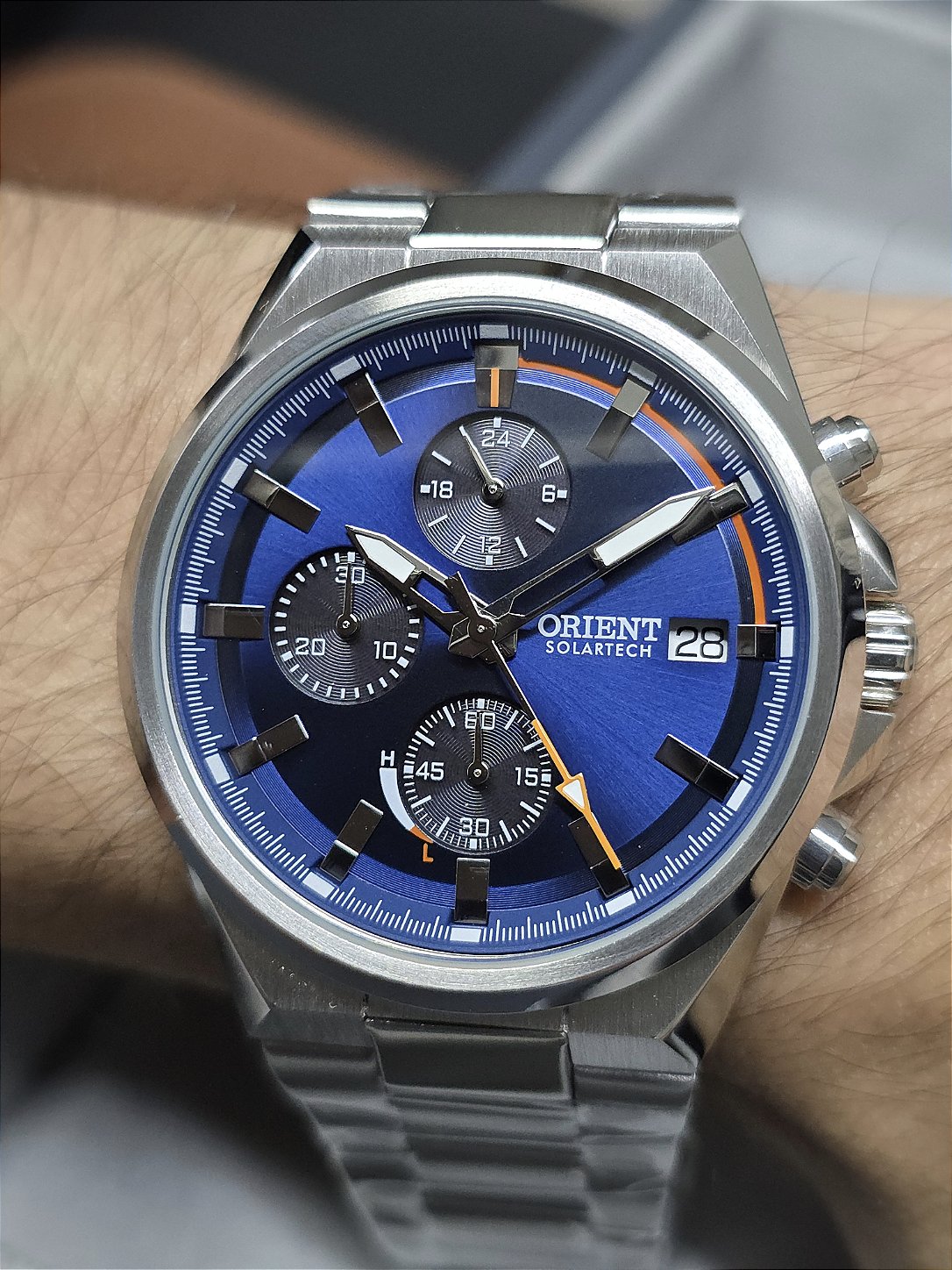 Relógio ORIENT Solartech Cronógrafo MBSSC299 D1SX - Relojoaria São