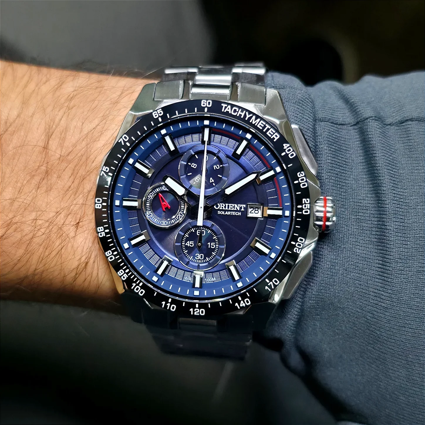 Relógio ORIENT Solartech Cronógrafo MBSSC296 D1SX Safira 100m