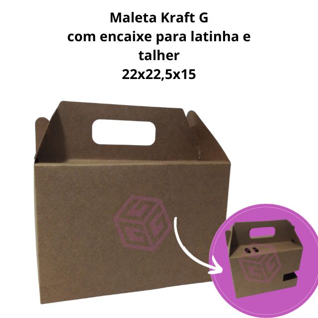 Caixa Maleta Kraft Grande- Delivery/Festa/ Picnic - Pacote com 5 unidades -  G3| EMBALAGENS