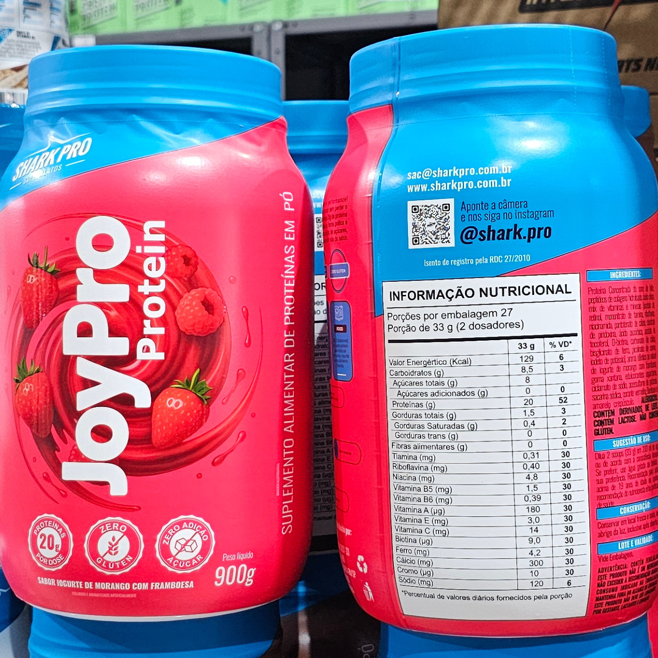 Joypro Pote 900g Iogurte De Morango Com Framboesa Shark Pro - CHARK ...