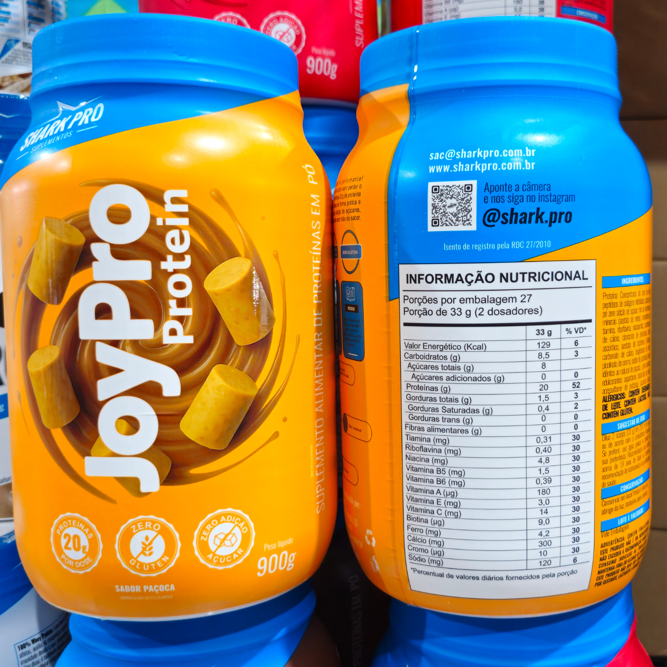 Whey Protein Joypro Pote 900g Sabor Paçoca Shark Pro - CHARK PRODUTOS ...