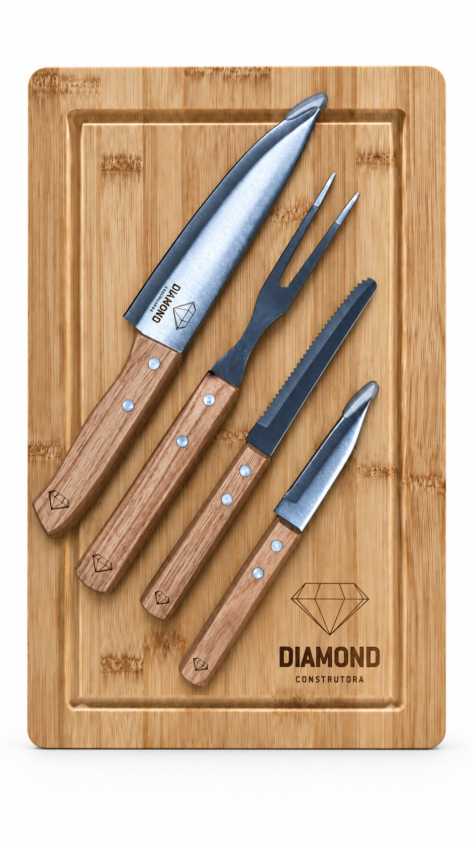 Kit para churrasco personalizado com cinco peças