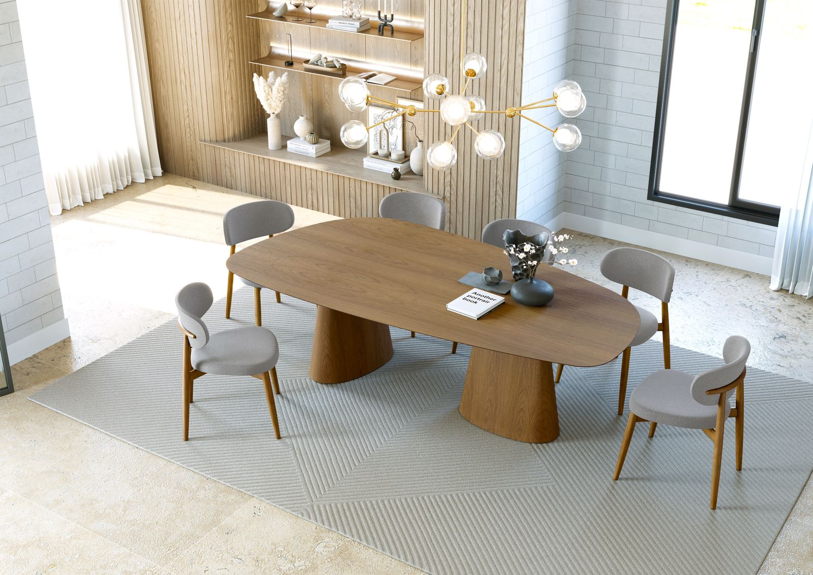 CONJUNTO MESA DOMO 2,50X1,30 COM 8 CADEIRAS FARAH - J.MARCON - nomadecor