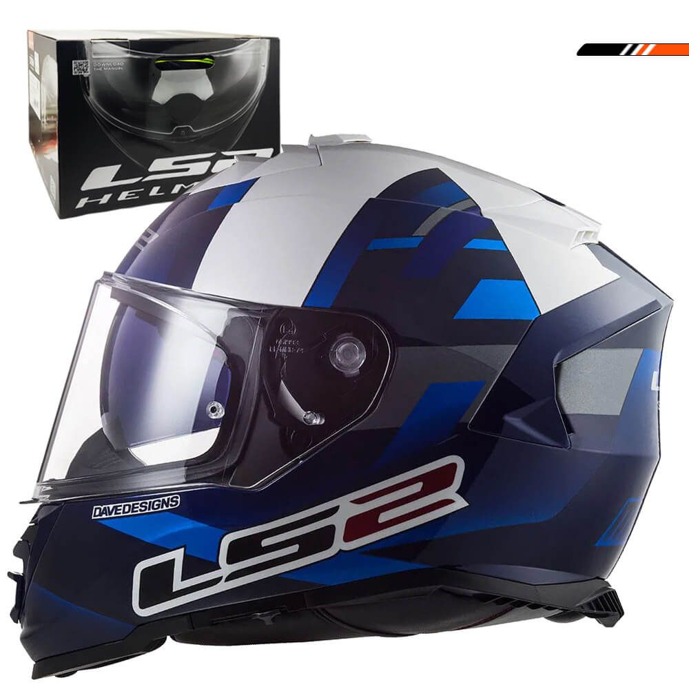 Capacete LS2 Storm FF800 Sprinter Preto Prata Azul Cobalto Fosco