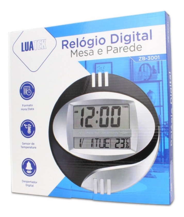 Relógio Digital Mesa E Parede- Luatek - ZB-3001 - Gringolândia